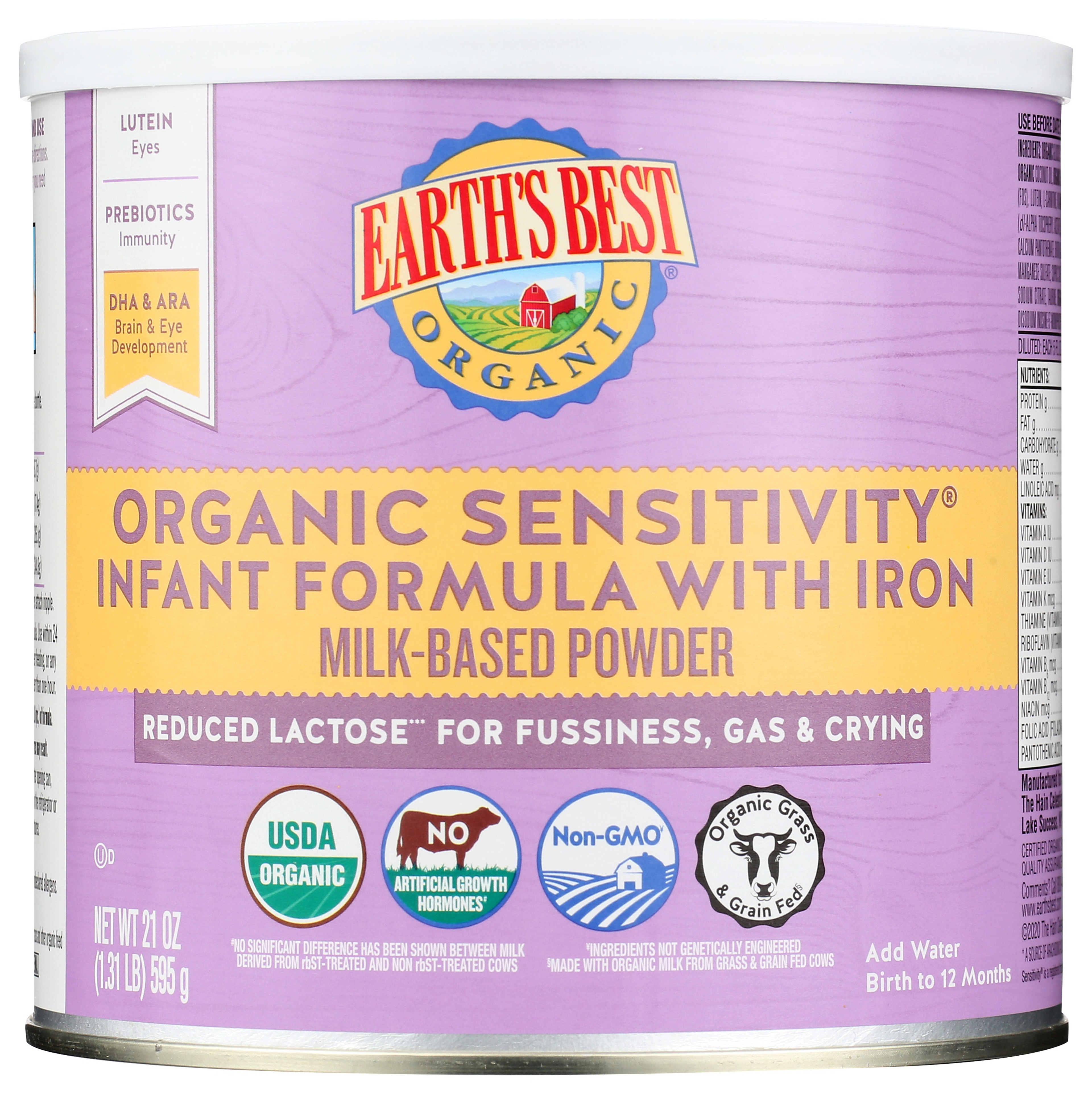 Earth's Best Organic Sensitivity Infant Formula With Iron