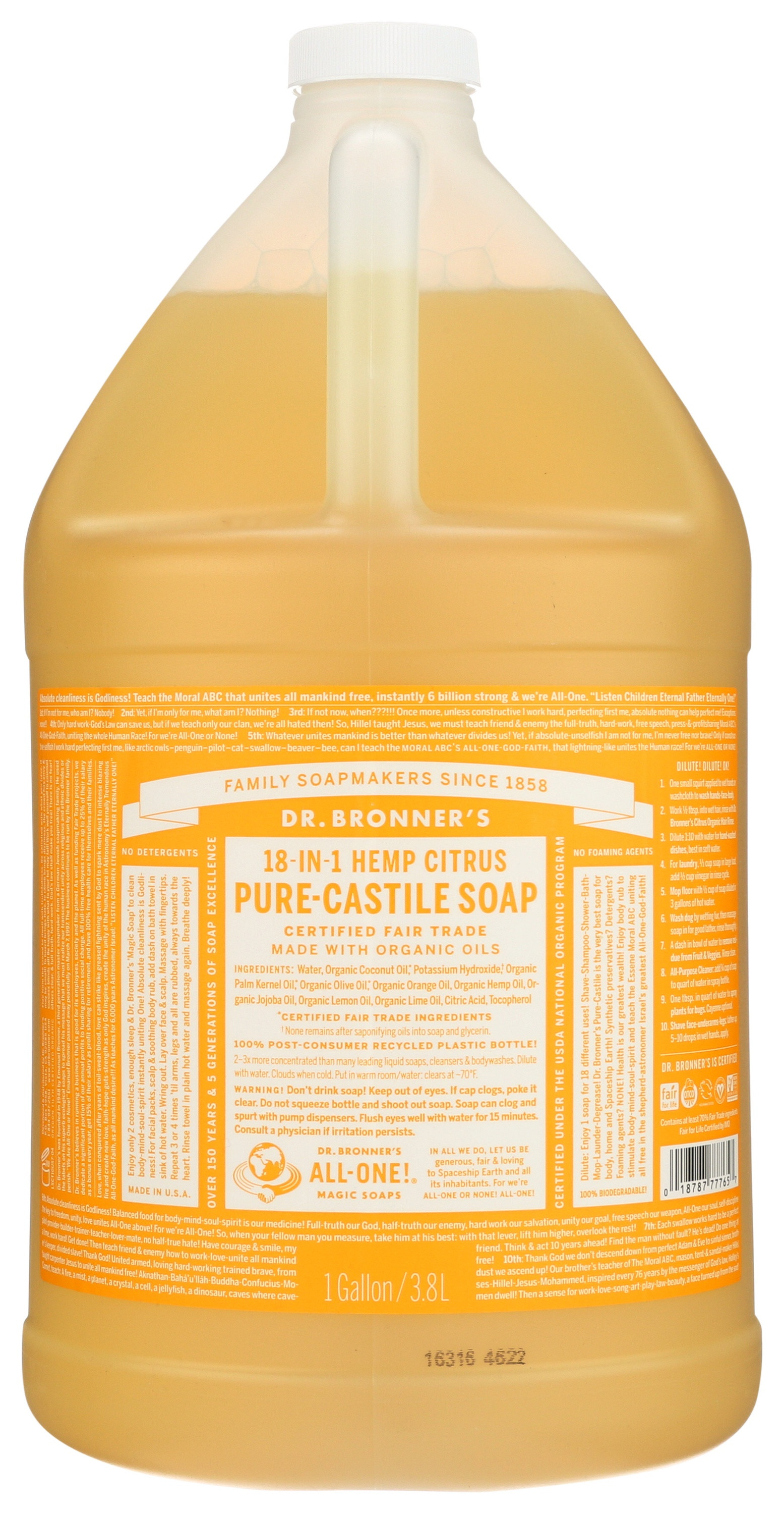 Dr. Bronner's Organic Hemp Pure Castile Soap, Citrus