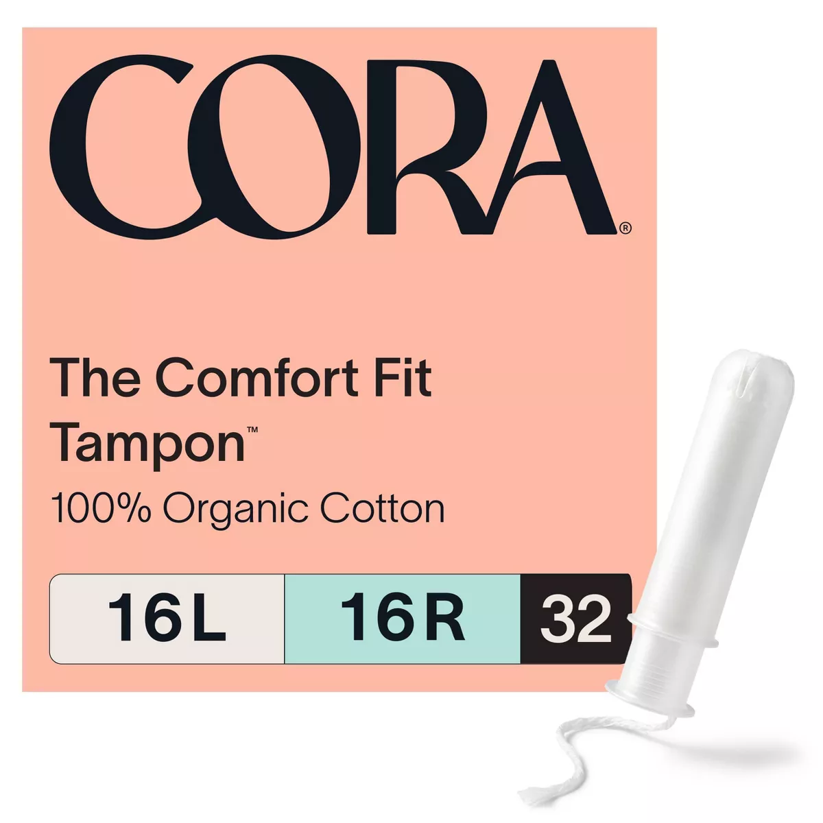 Cora Organic Cotton Tampons With Applicator