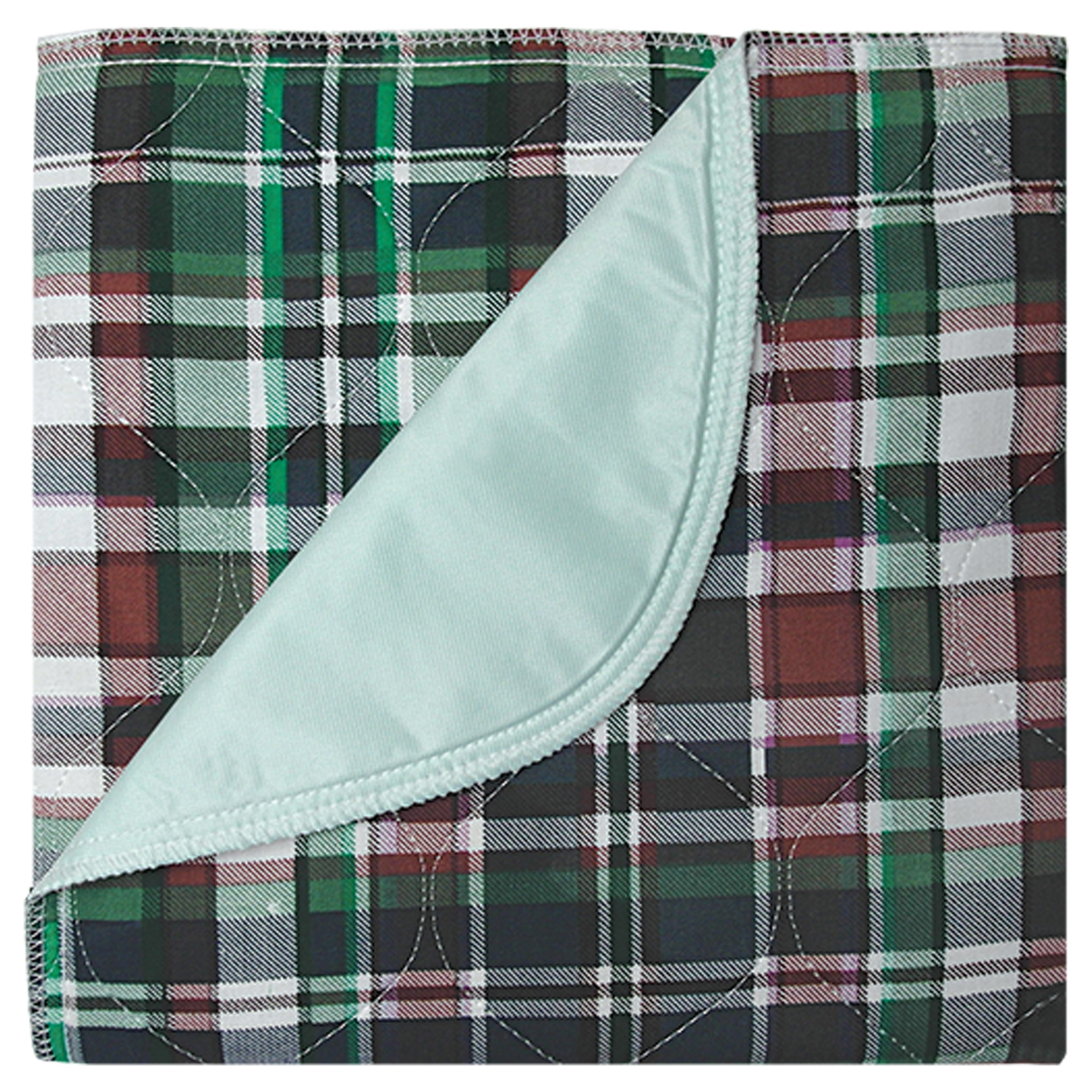 Beck's Classic Plaid Reusable Underpad, Heavy Absorbency, Green Backsheet