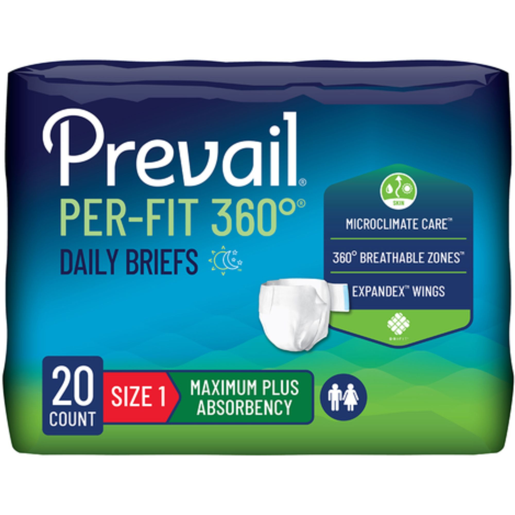 Prevail Per-Fit 360 Daily Adult Incontinence Briefs with Tabs, Maximum Plus