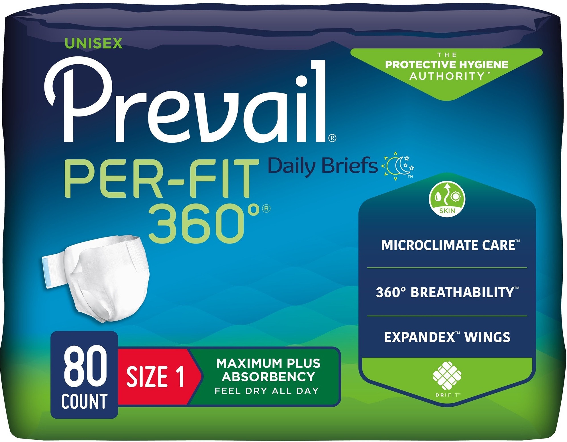 Prevail Per-Fit 360 Daily Adult Incontinence Briefs with Tabs, Maximum Plus