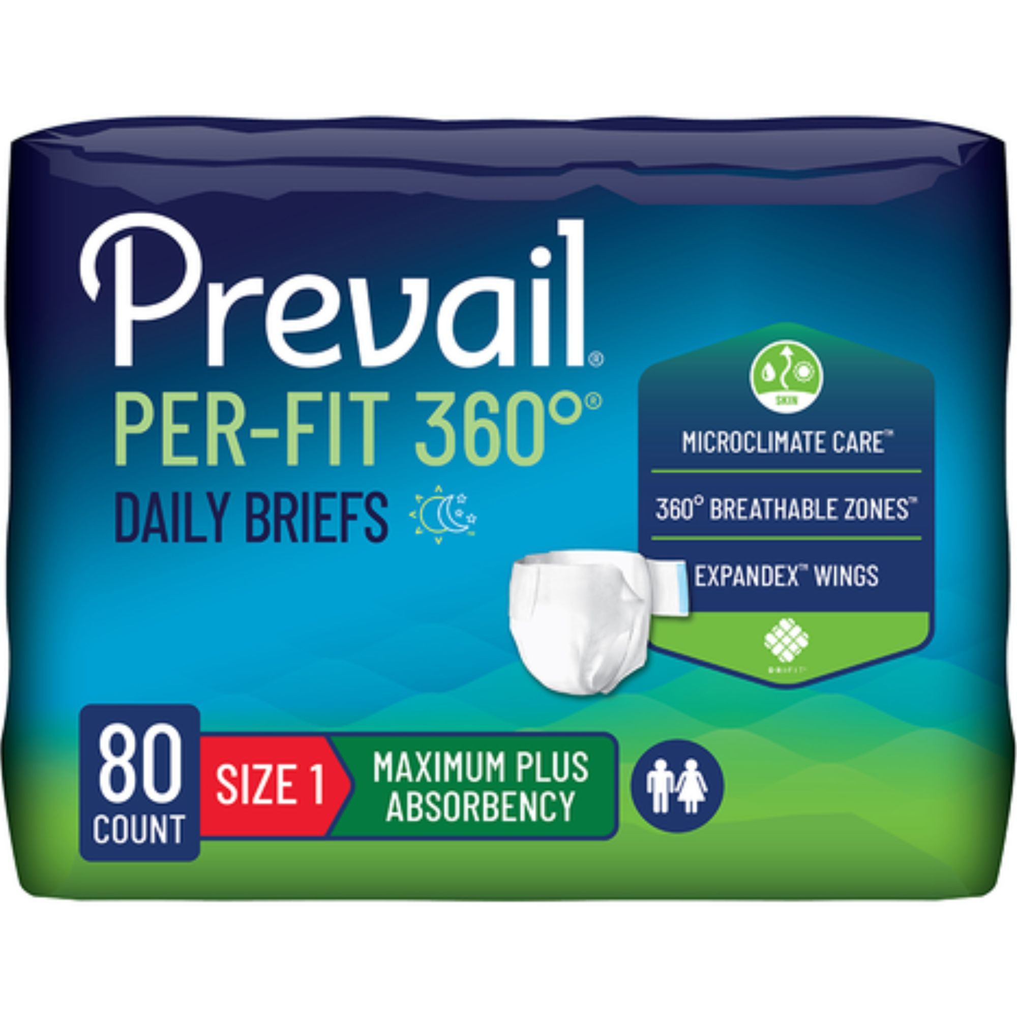Prevail Per-Fit 360 Daily Adult Incontinence Briefs with Tabs, Maximum Plus
