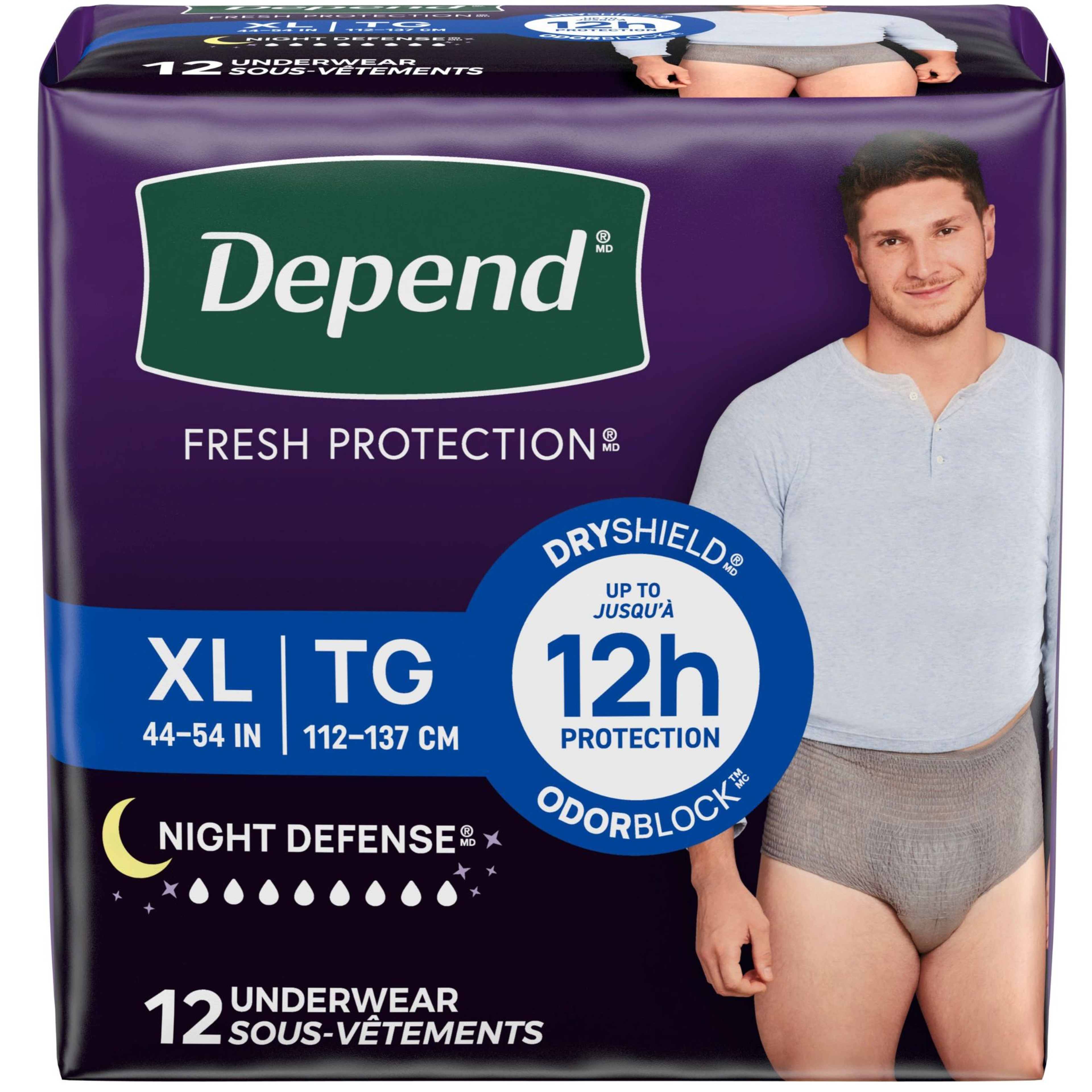 Depend Night Defense Pull-Up Underwear for Men, Overnight Absorbency