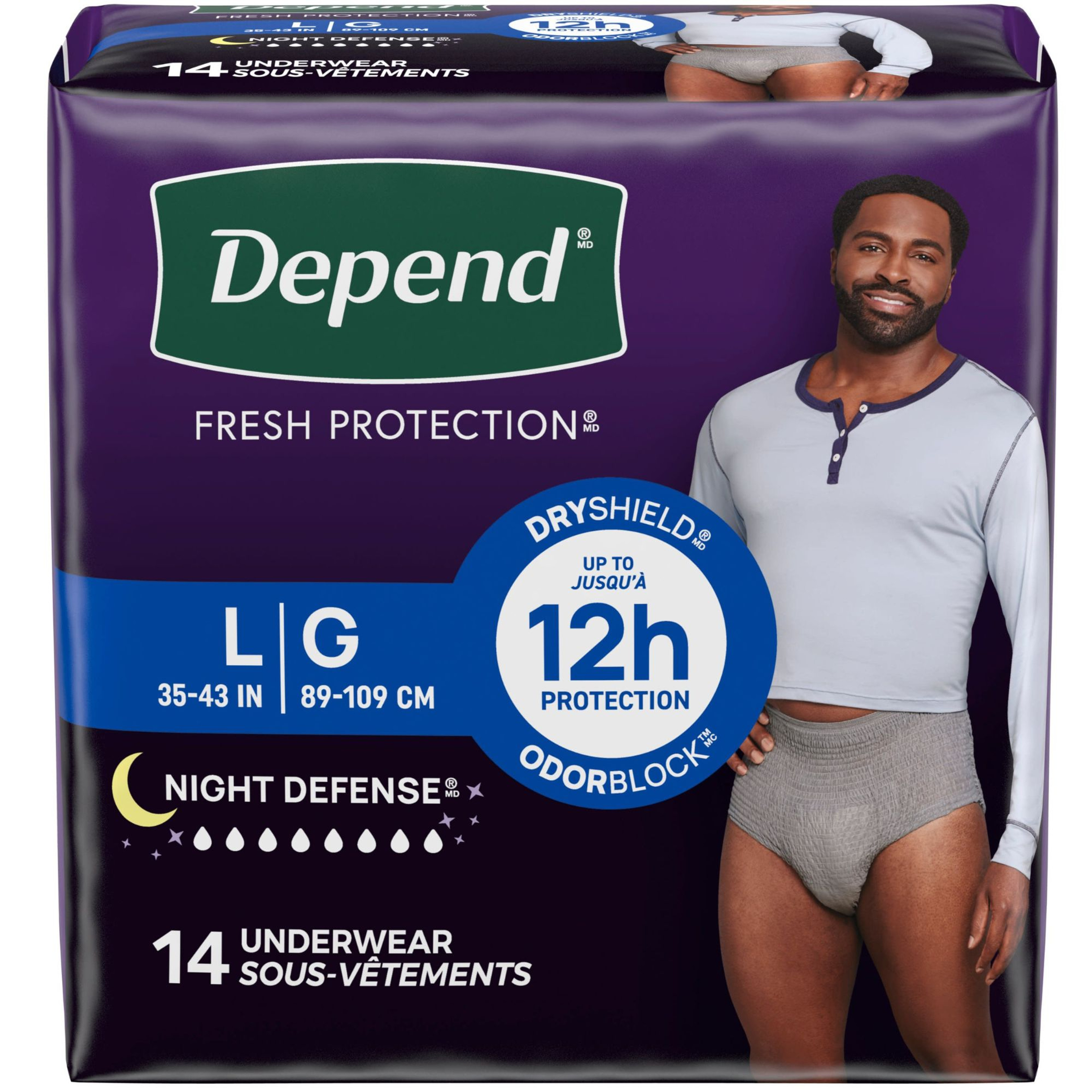 Depend Night Defense Pull-Up Underwear for Men, Overnight Absorbency