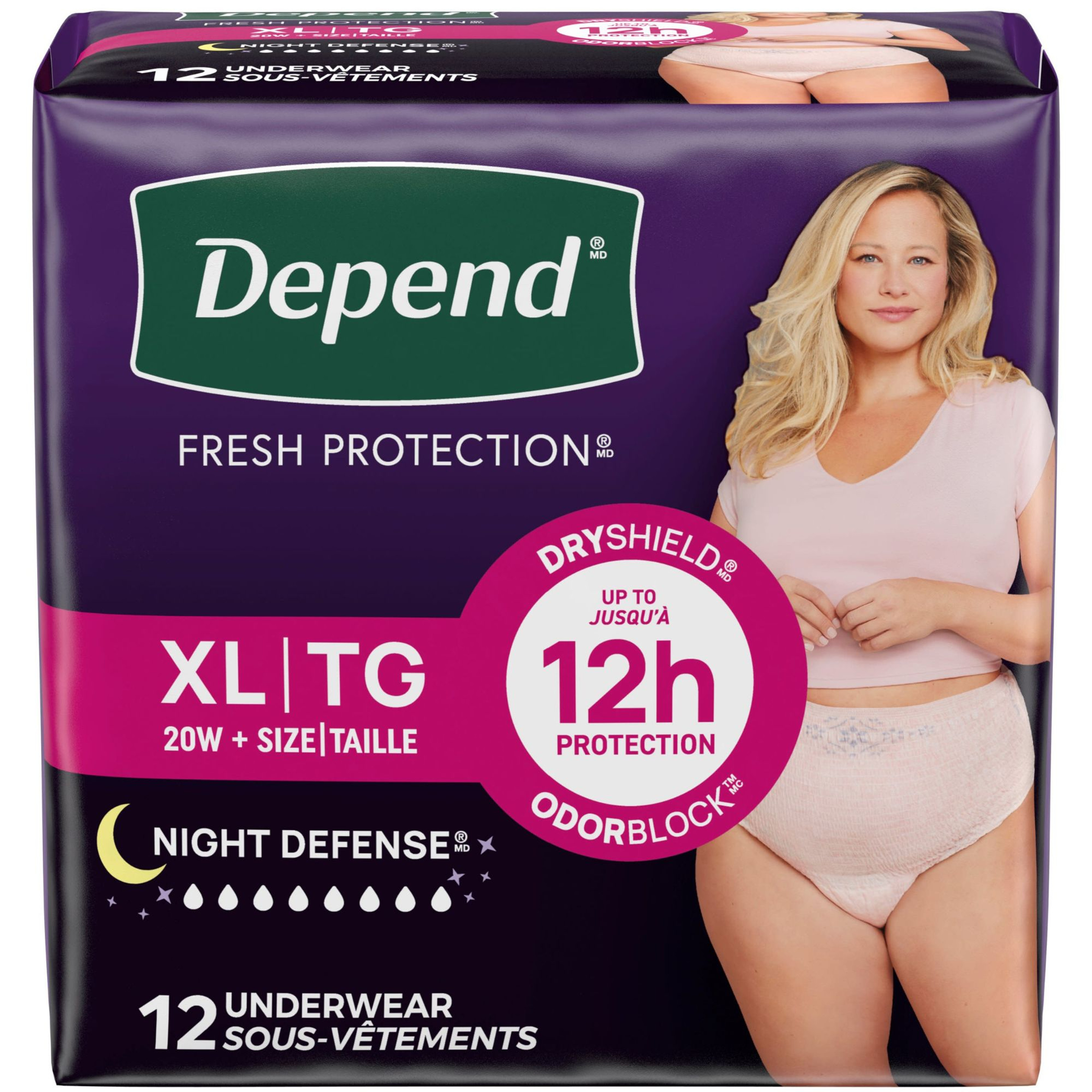 Depend Night Defense Pull-Up Underwear for Women, Overnight