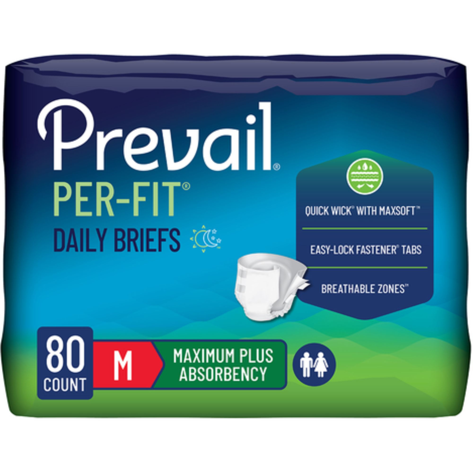 Prevail Per-Fit Adult Incontinence Briefs with Tabs, Maximum Plus Absorbency