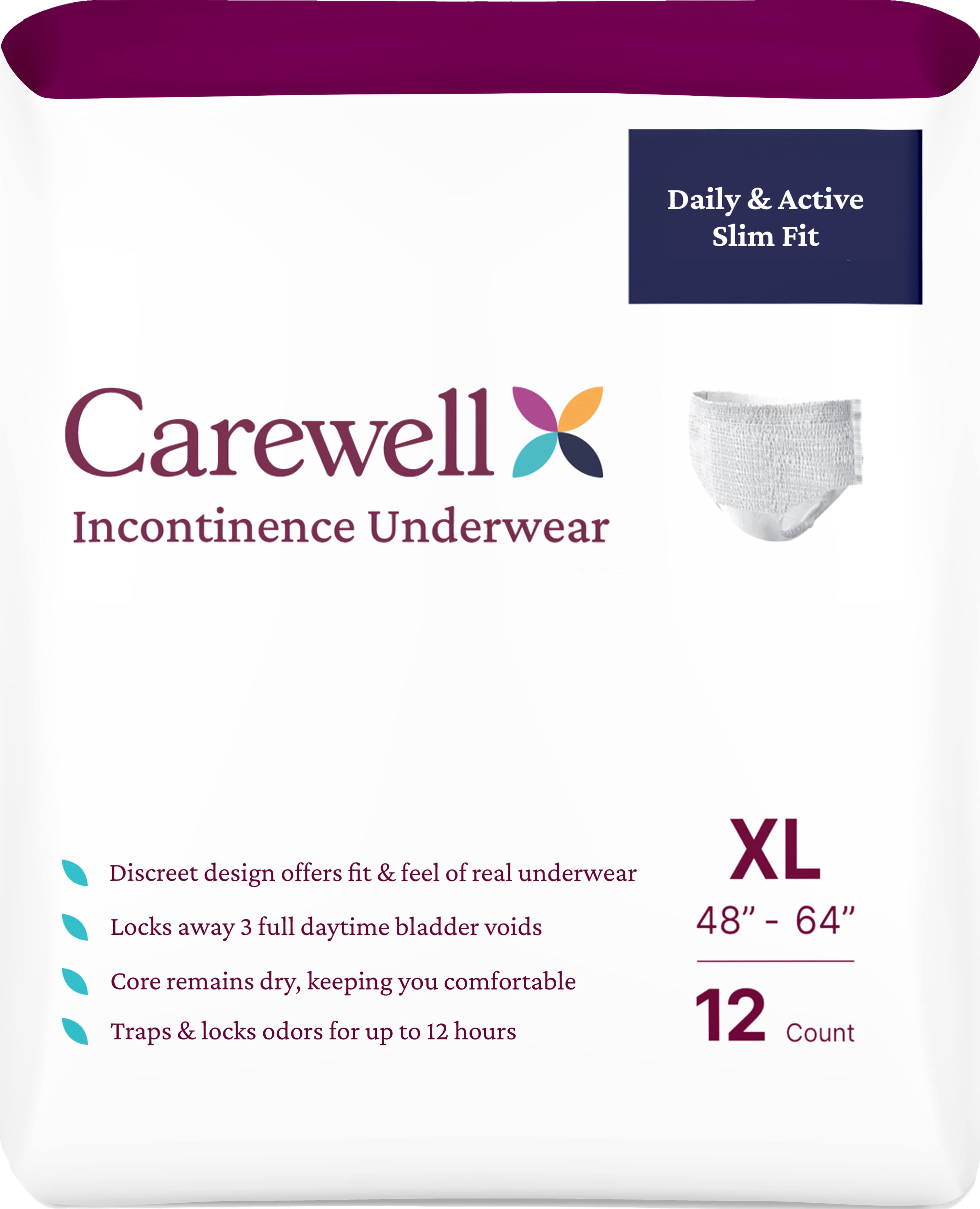 Carewell Incontinence Underwear: Daily & Active Slim Fit