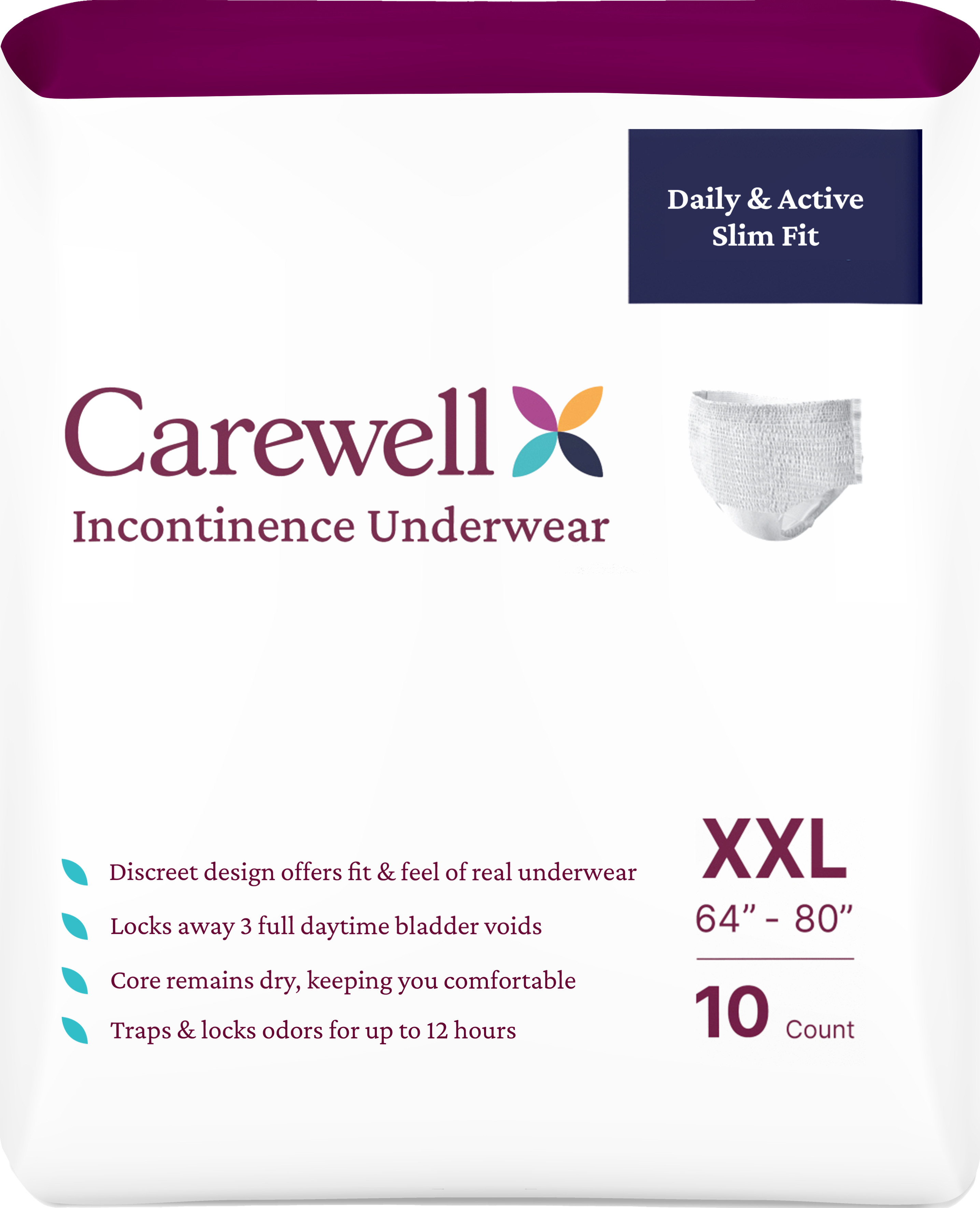Carewell Incontinence Underwear: Daily & Active Slim Fit