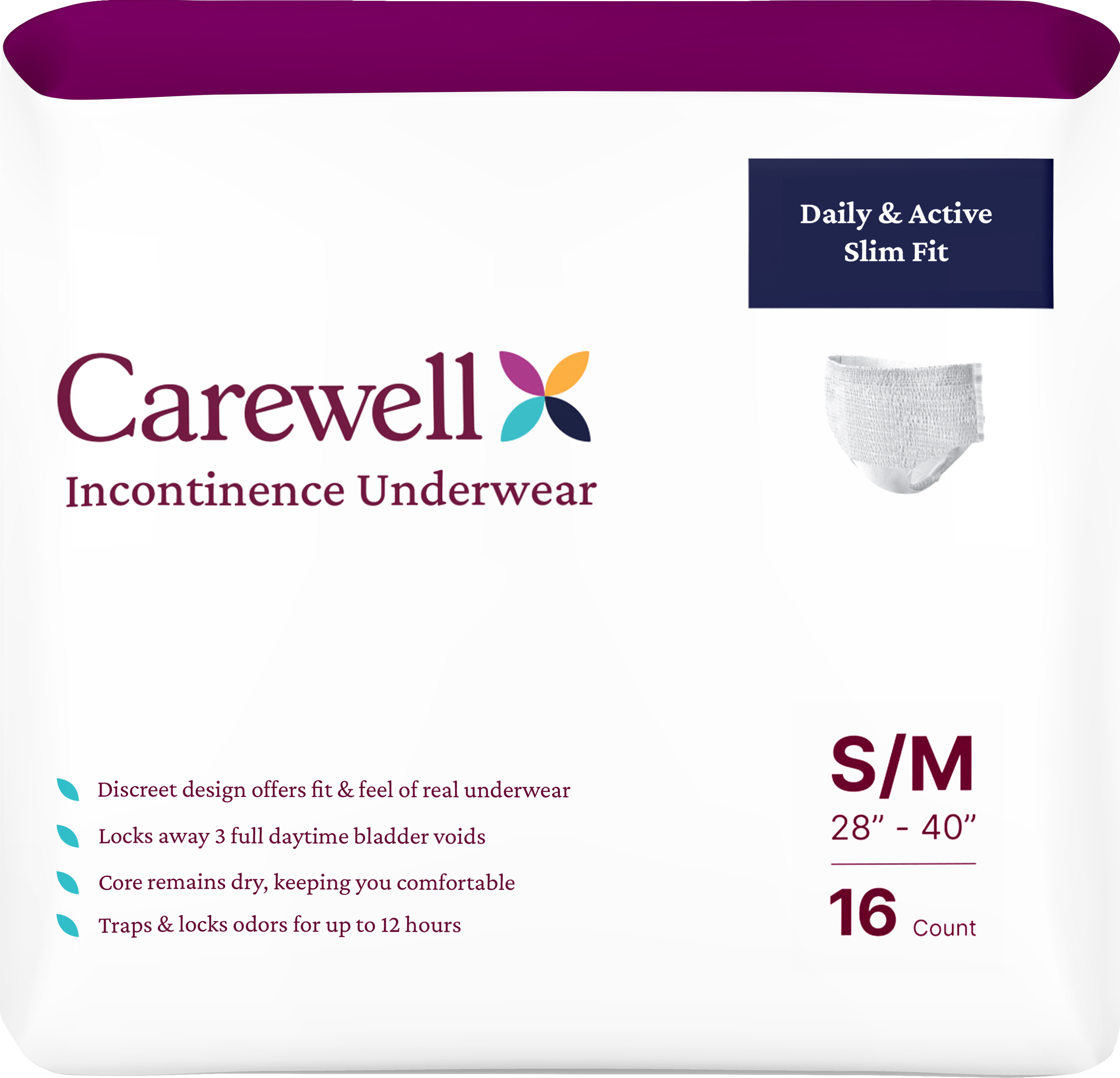 Carewell Incontinence Underwear: Daily & Active Slim Fit
