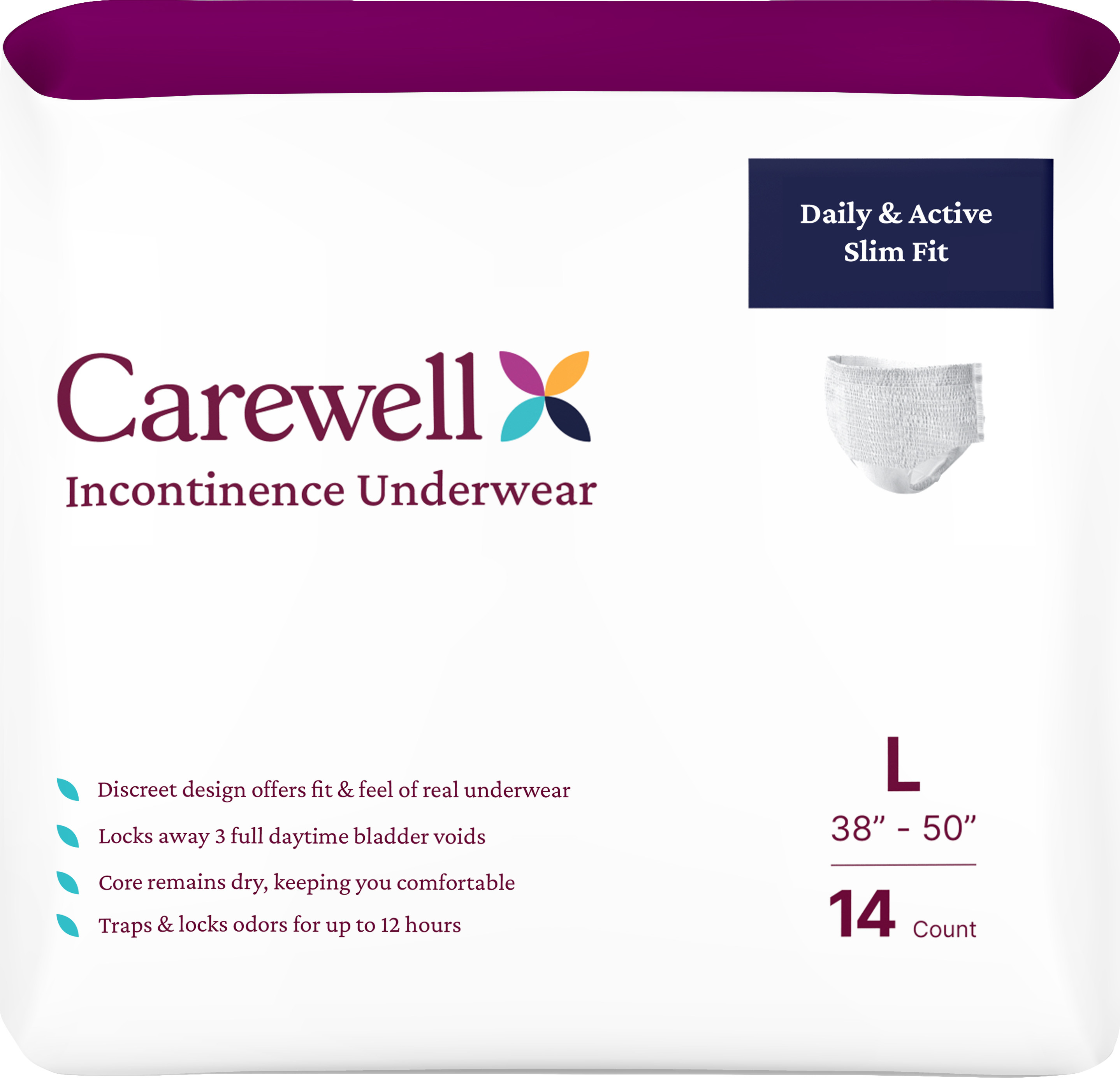 Carewell Incontinence Underwear: Daily & Active Slim Fit