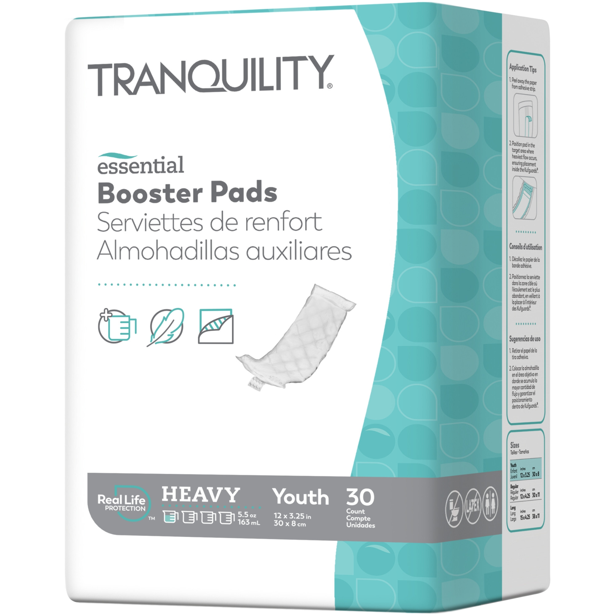 Tranquility Essential Disposable Booster Pads with Adhesive Strip, Heavy Absorbency