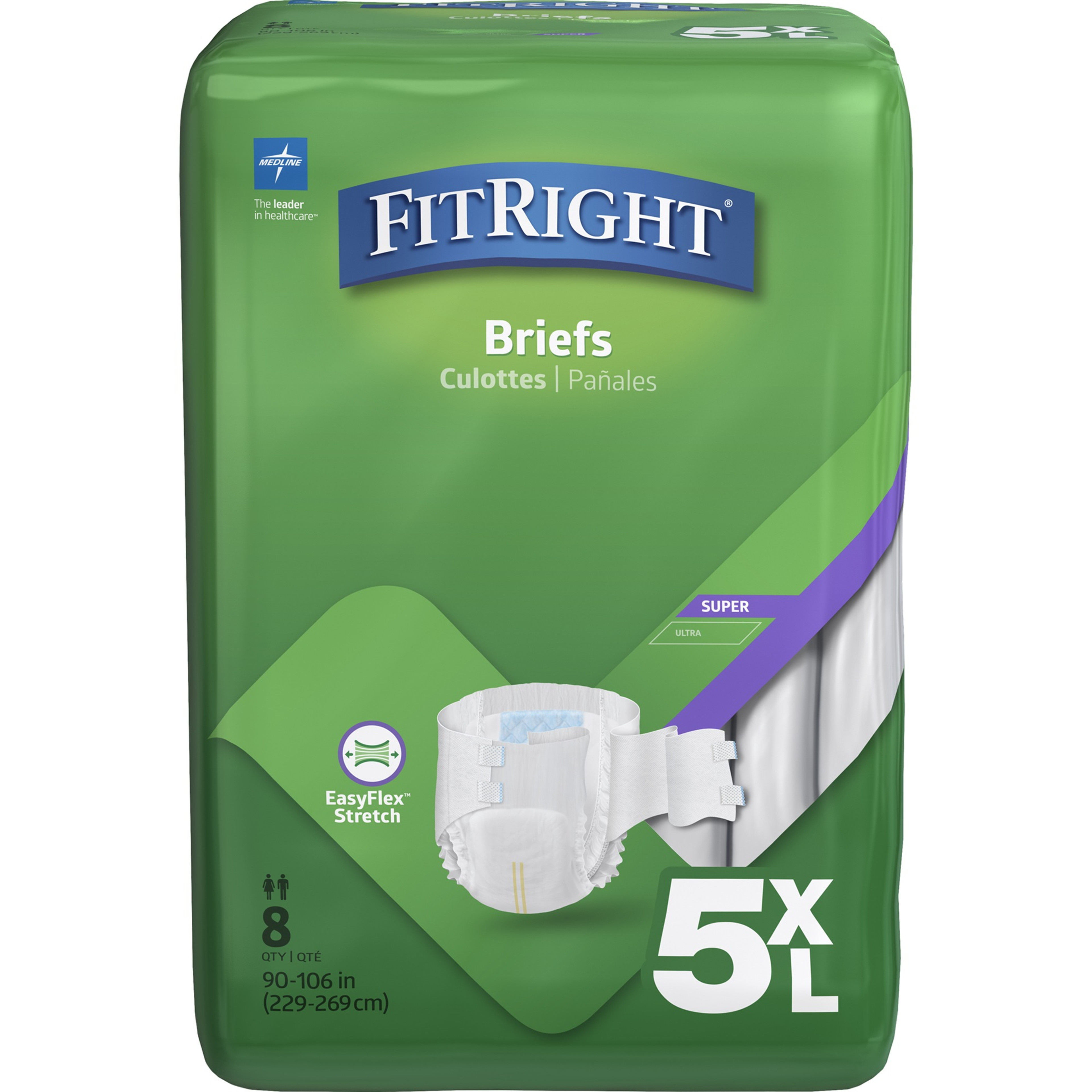 FitRight Baribrief Incontinence Briefs Adult Diapers with Tabs, Overnight Absorbency