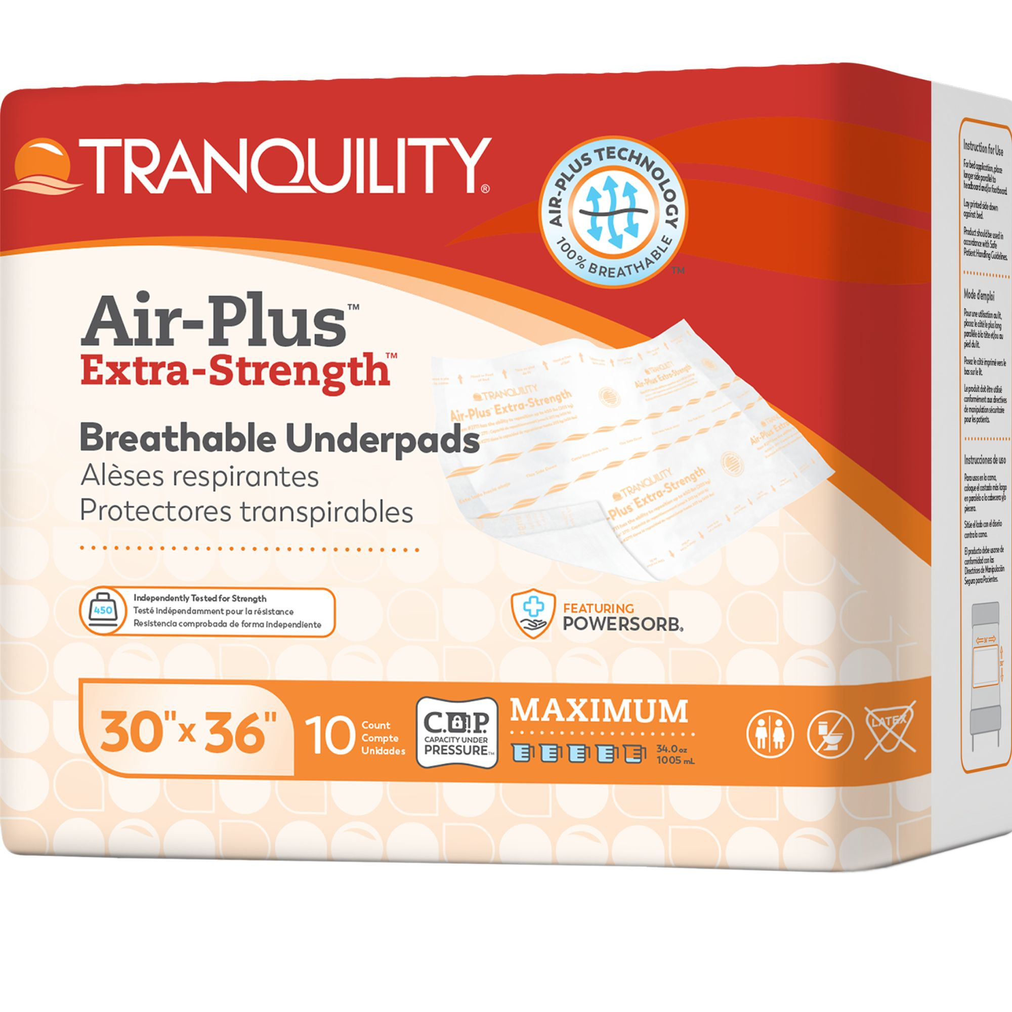 Tranquility AIR-Plus Extra-Strength Breathable Incontinence Underpads, Maximum Absorbency