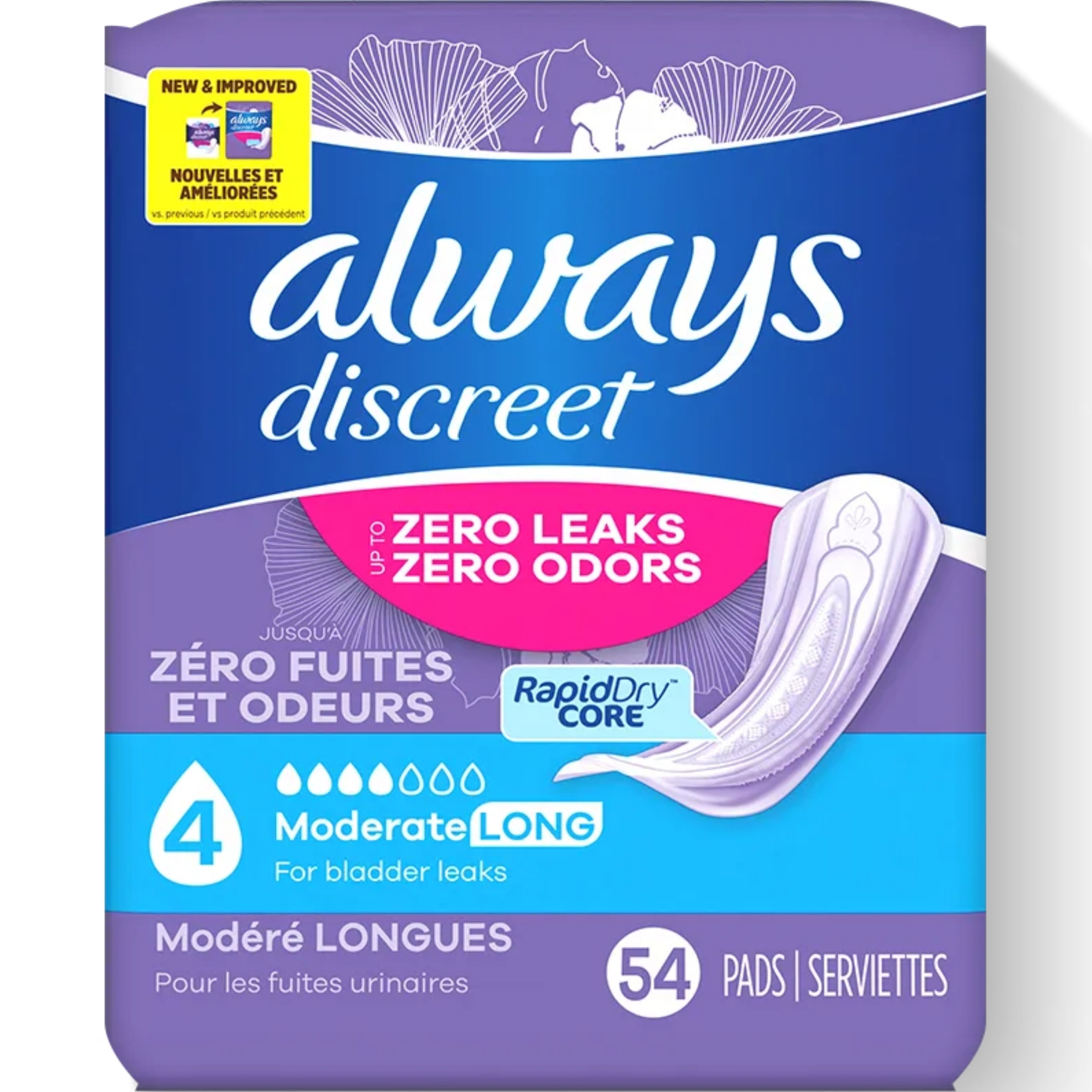 Always Discreet Incontinence Pads, Moderate Absorbency
