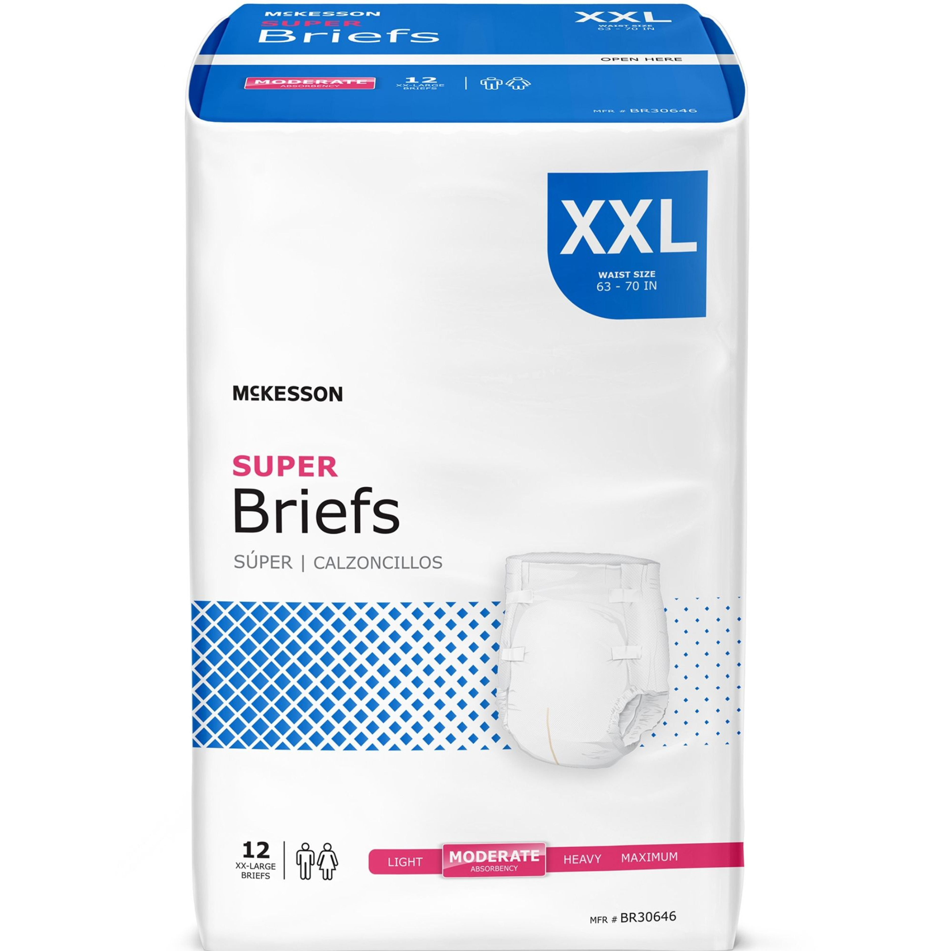 McKesson Super Brief Adult Diapers with Tabs, Moderate Absorbency