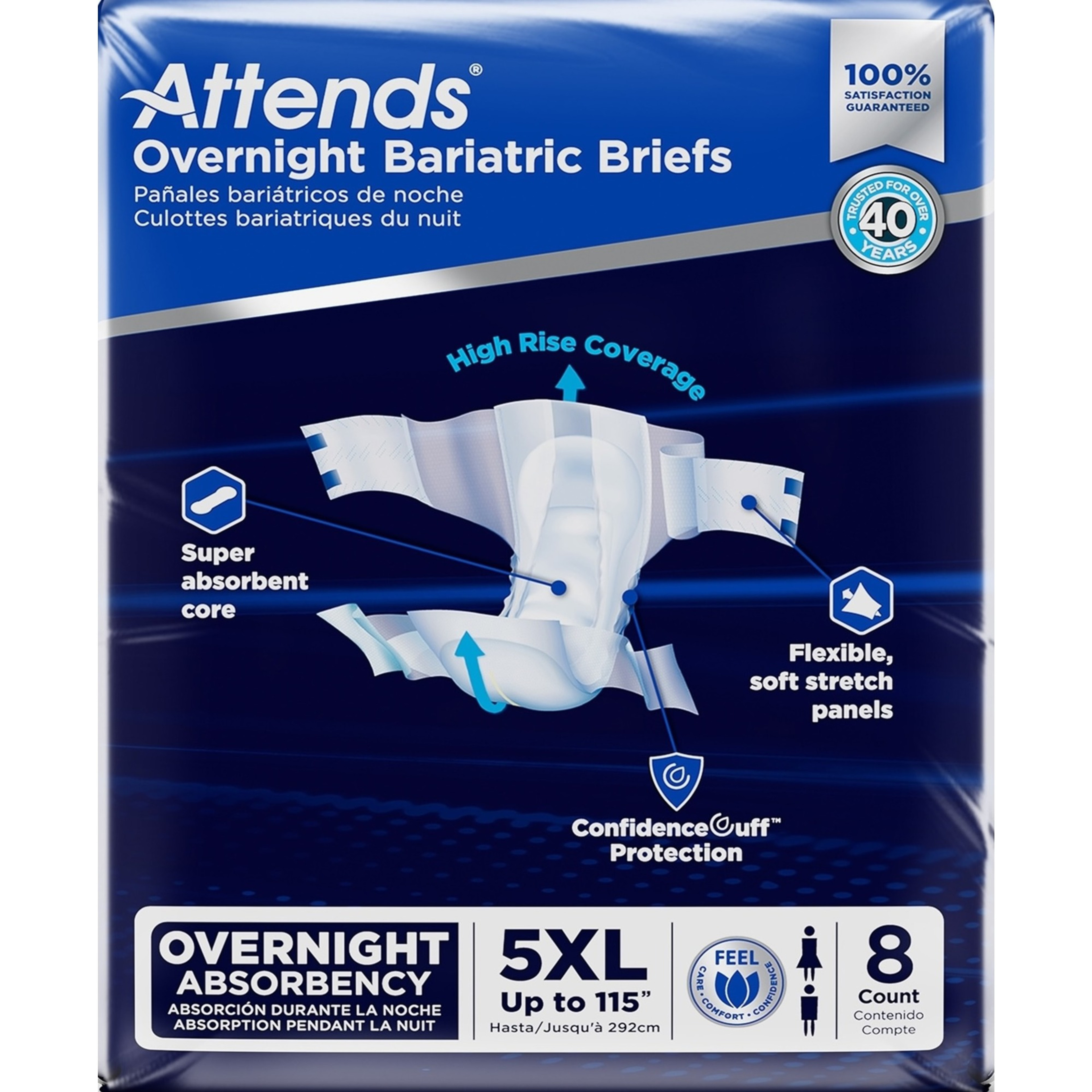 Attends Overnight Bariatric Adult Incontinence Briefs, 5XL