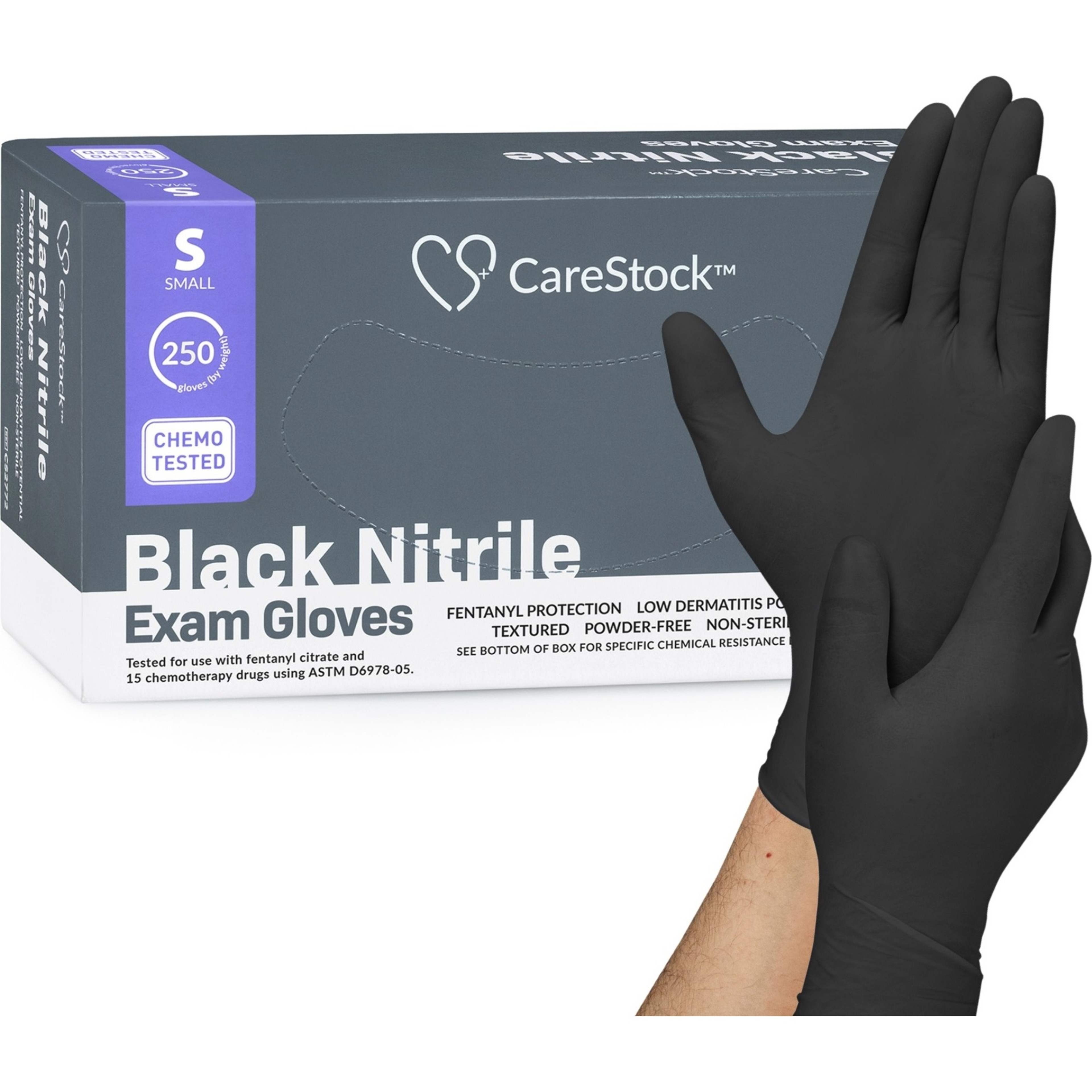 CareStock Black Nitrile Exam Gloves