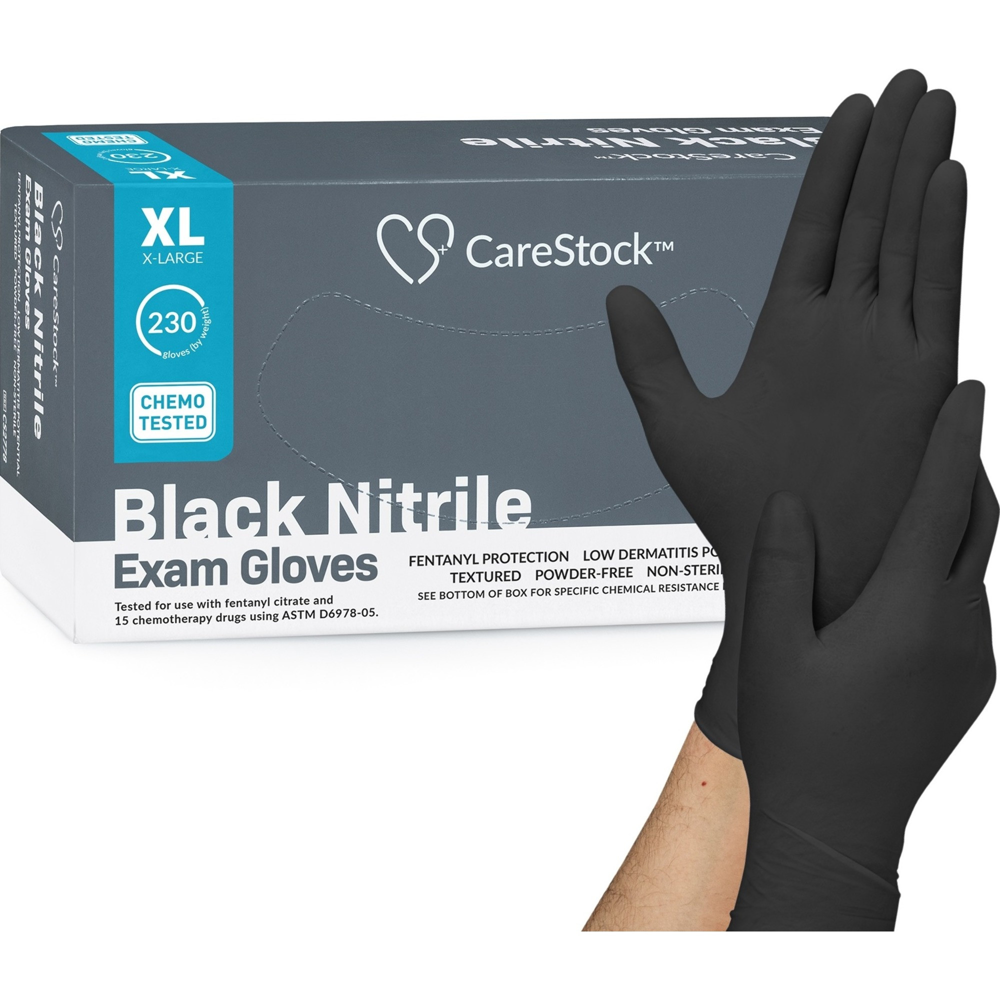 CareStock Black Nitrile Exam Gloves