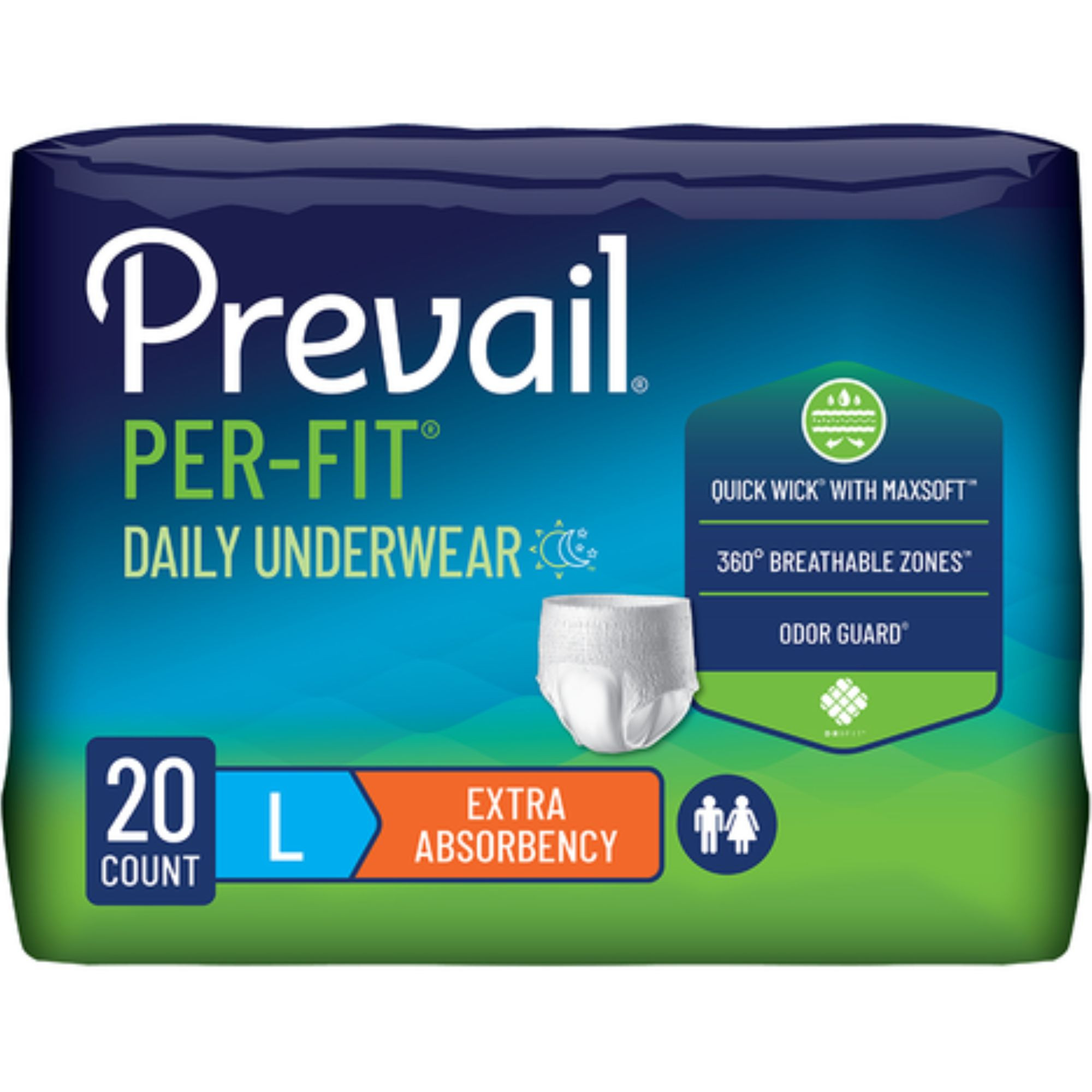 Prevail Per-Fit Daily Adult Incontinence Protective Pull-Up Underwear, Extra Absorbency