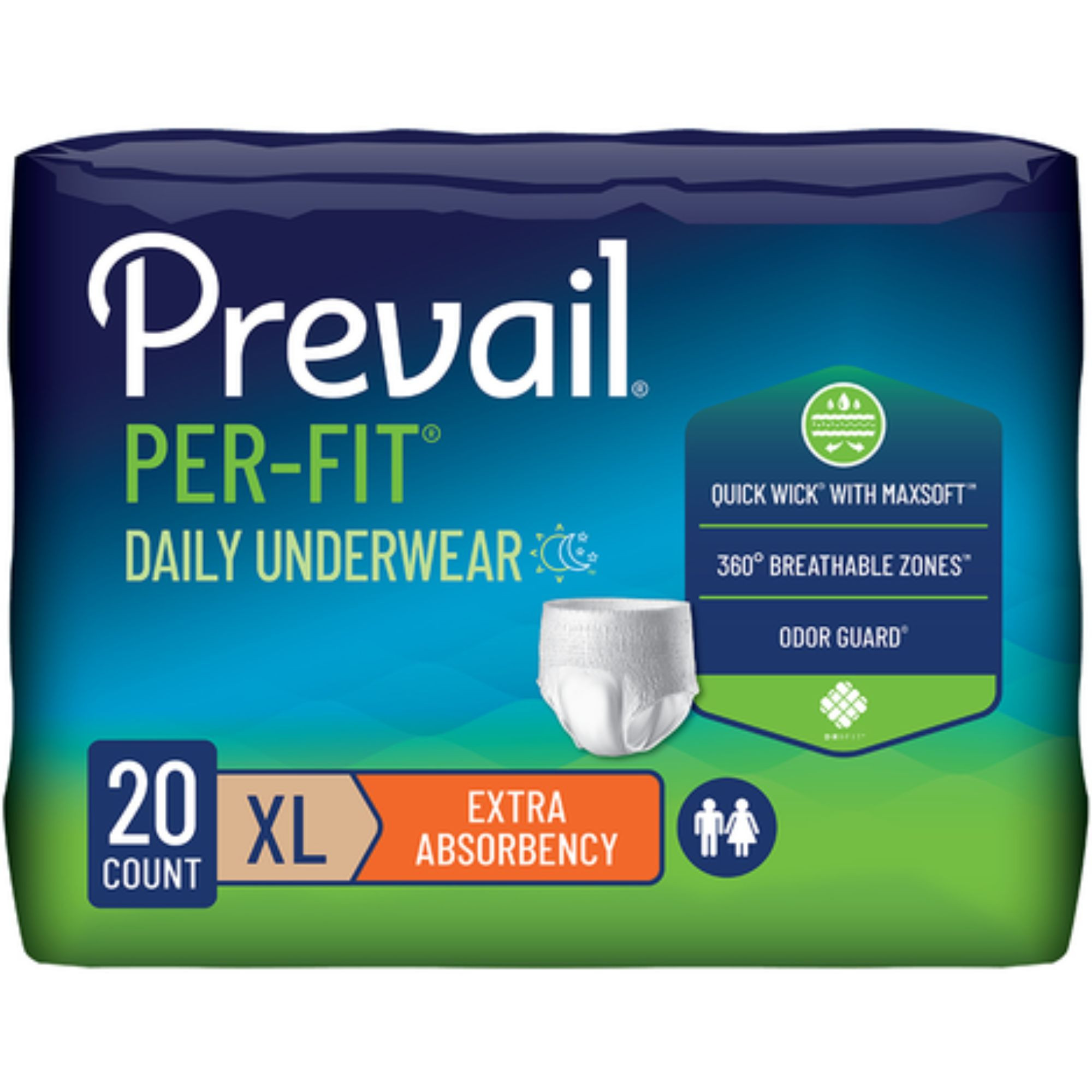 Prevail Per-Fit Daily Adult Incontinence Protective Pull-Up Underwear, Extra Absorbency
