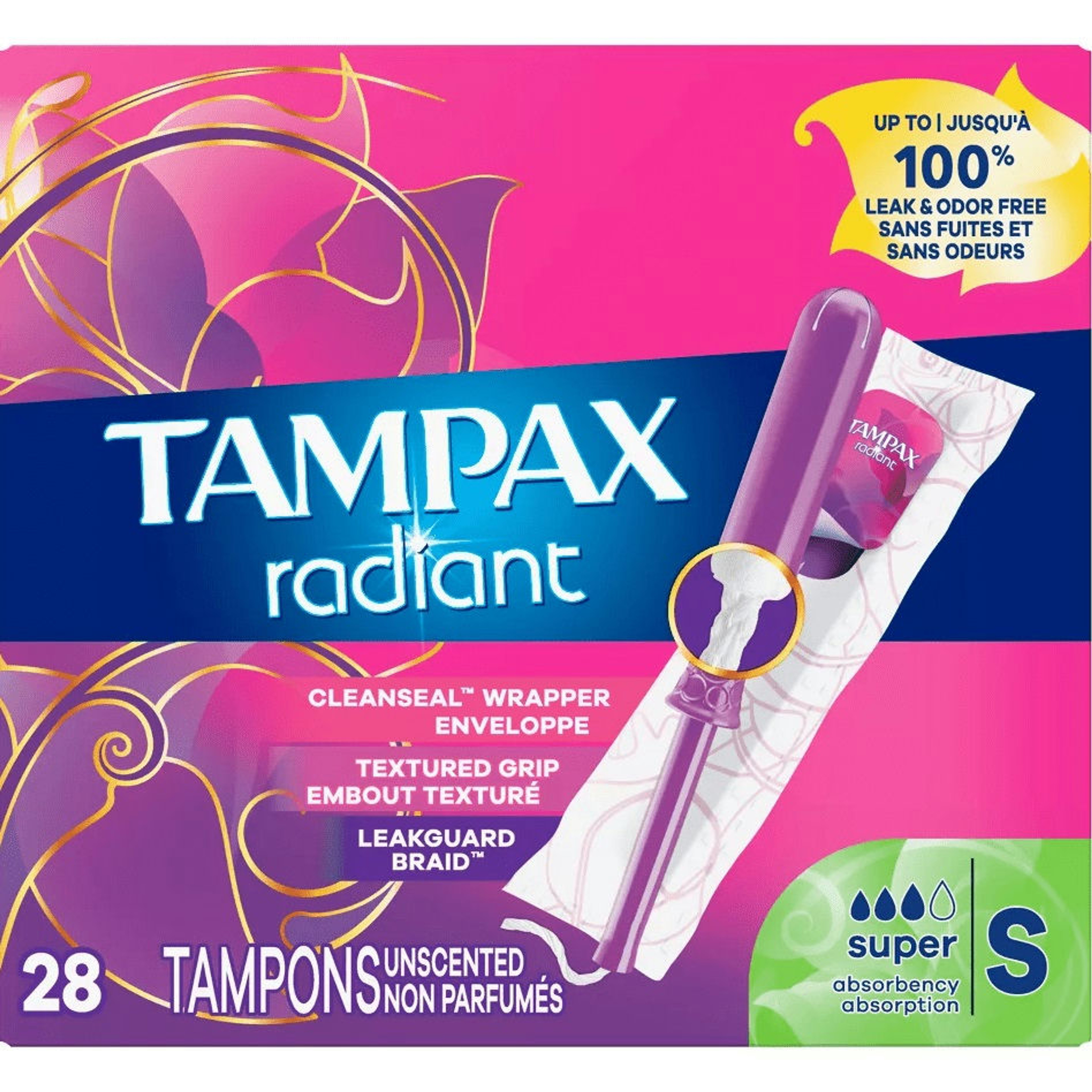 Tampax Radiant Tampons, Super Absorbency