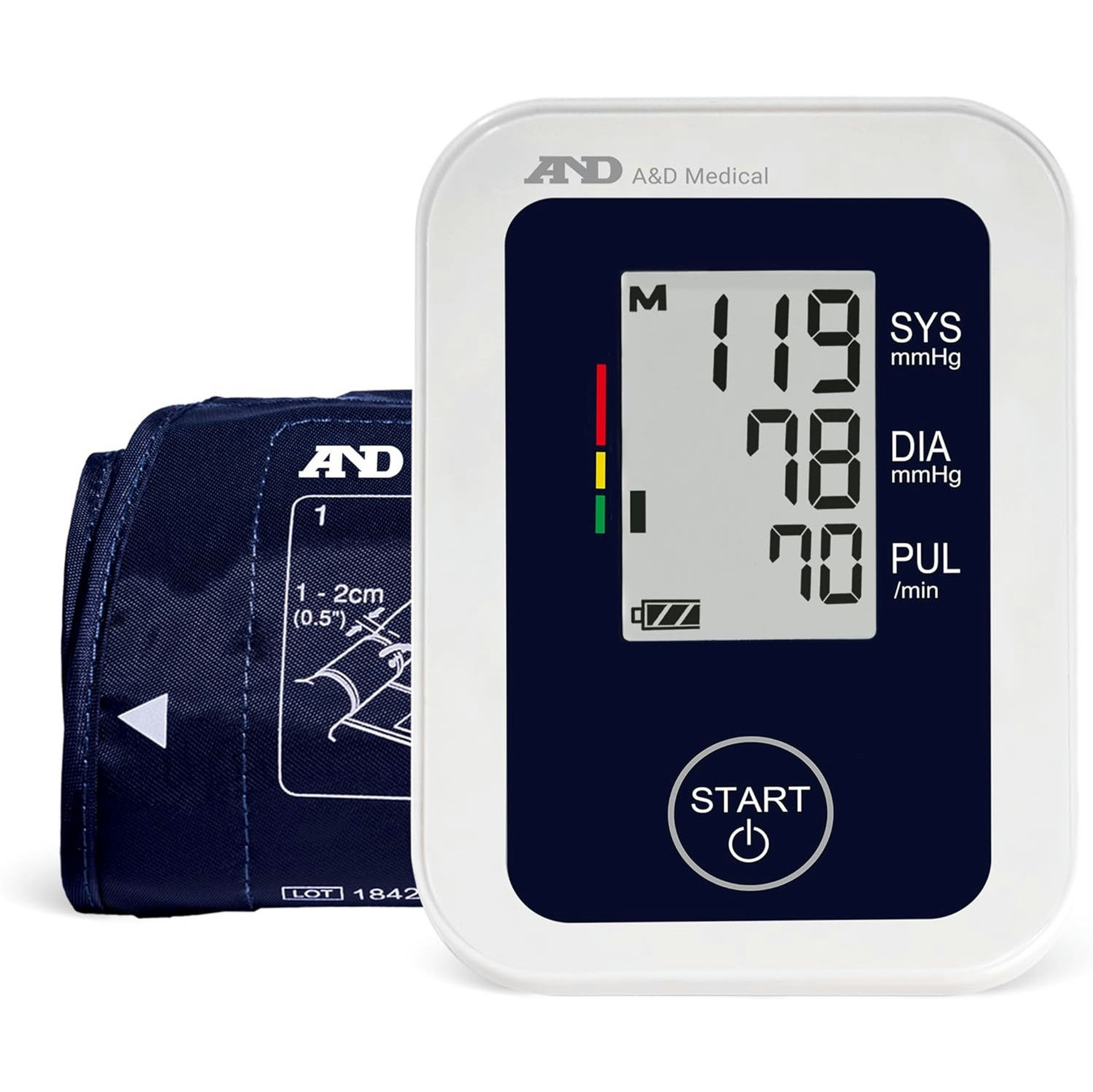 A&D Medical Essential One Button Blood Pressure Monitor with Batteries