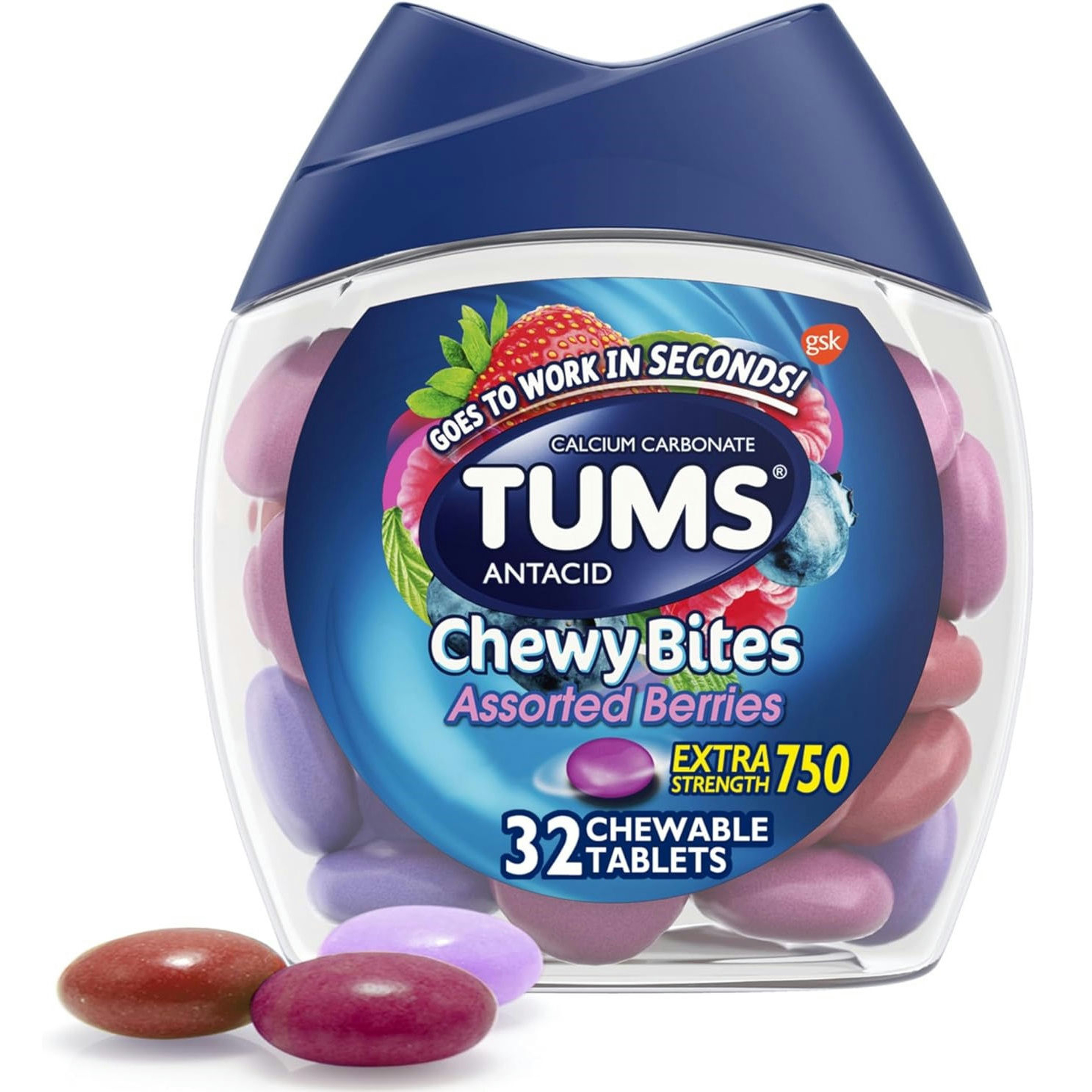 Tums Antacid Extra Strength Chewy Bites Chewable Tablets for Heartburn & Acid Indigestion Relief