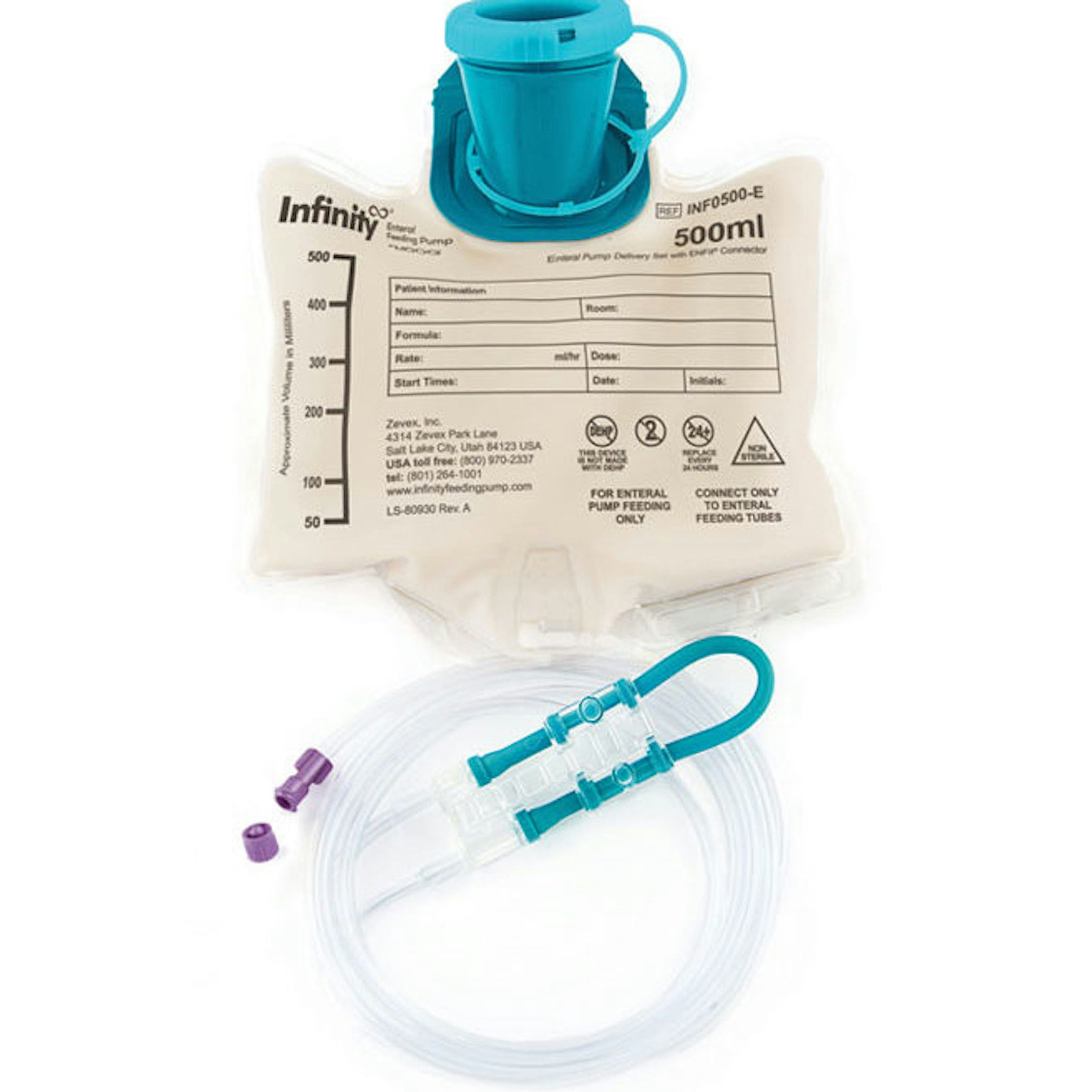 Zevex Infinity Feeding Pump Bag Set with EnFit Connector