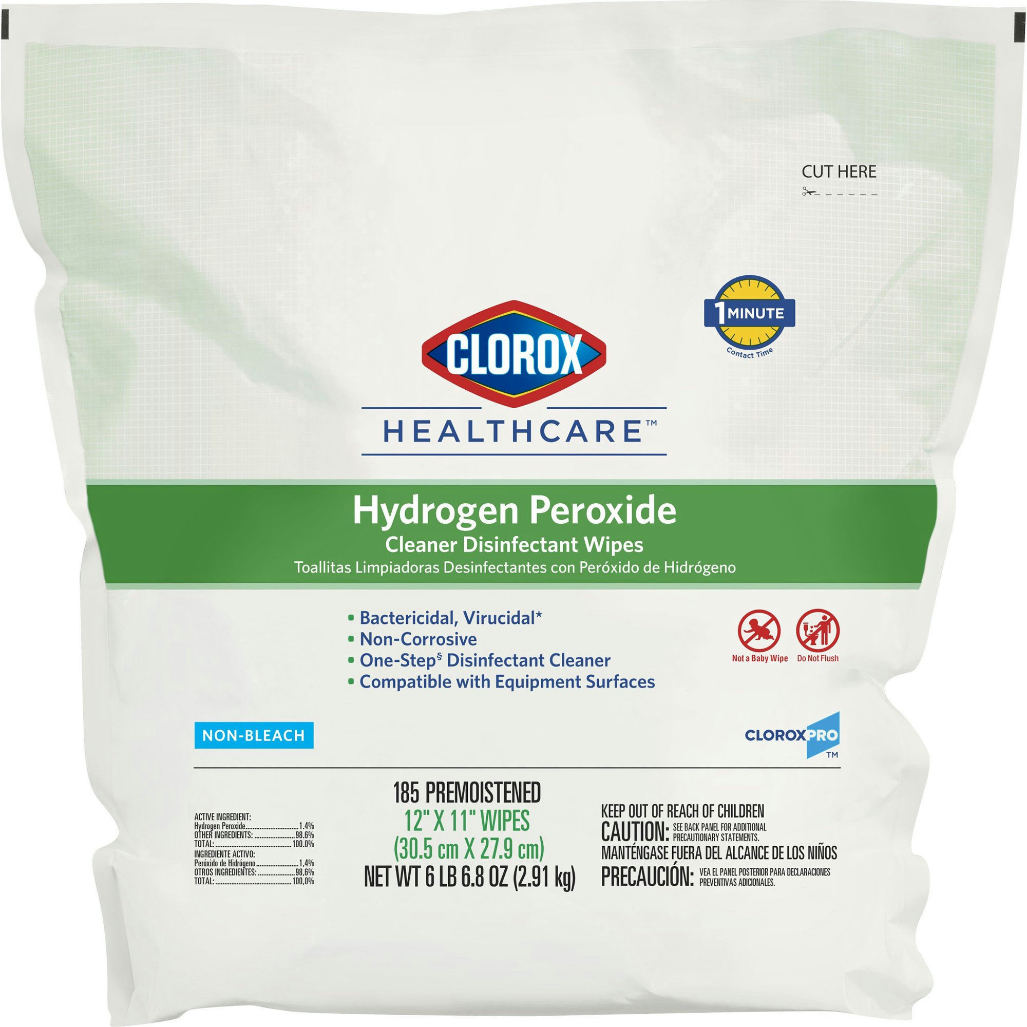 Clorox Healthcare Hydrogen Peroxide Disinfecting Wipes, Unscented