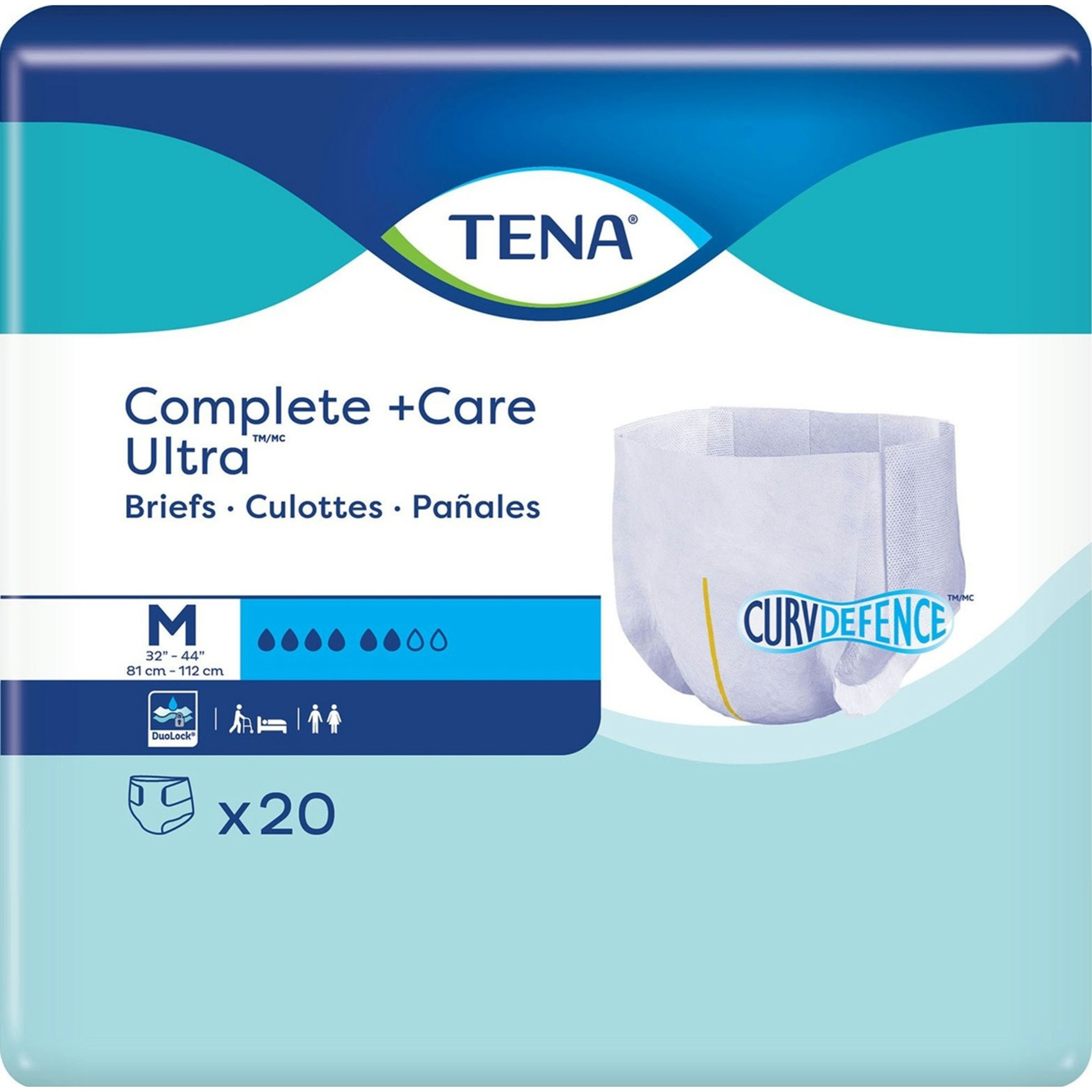 TENA Complete +Care Ultra Adult Disposable Briefs with Tabs, Moderate Absorbency