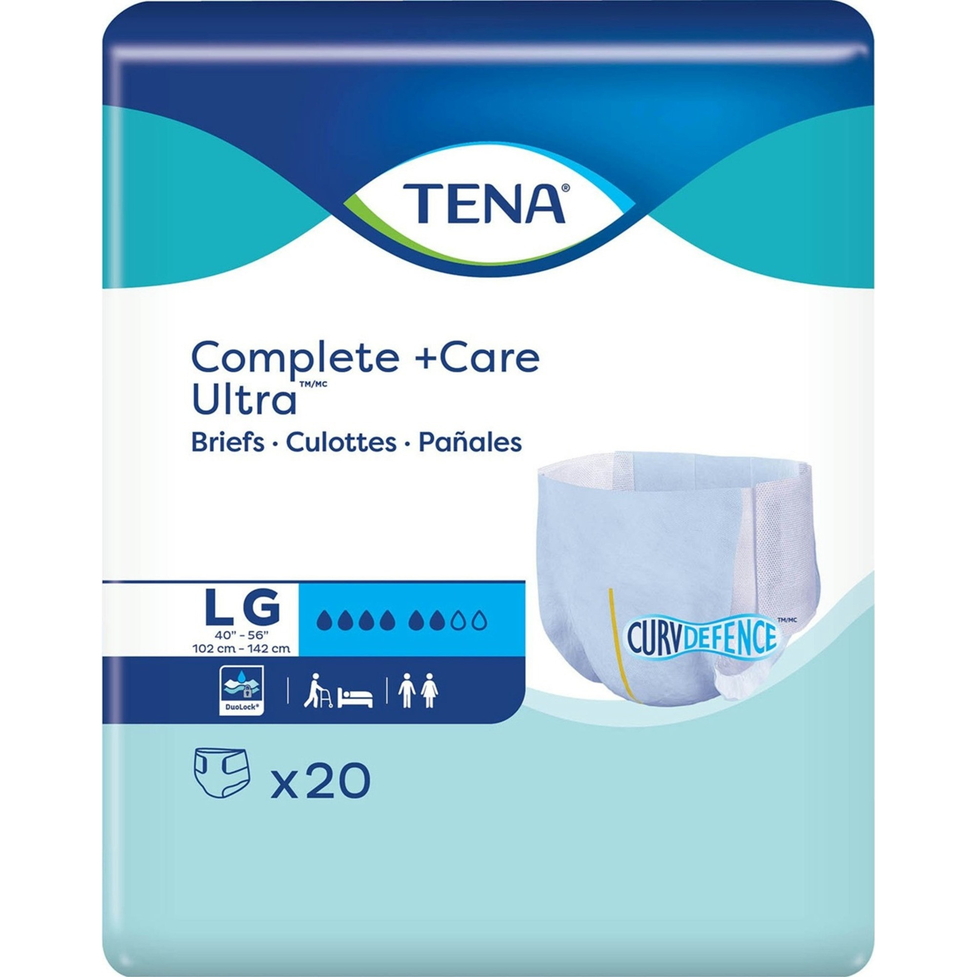 TENA Complete +Care Ultra Adult Disposable Briefs with Tabs, Moderate Absorbency