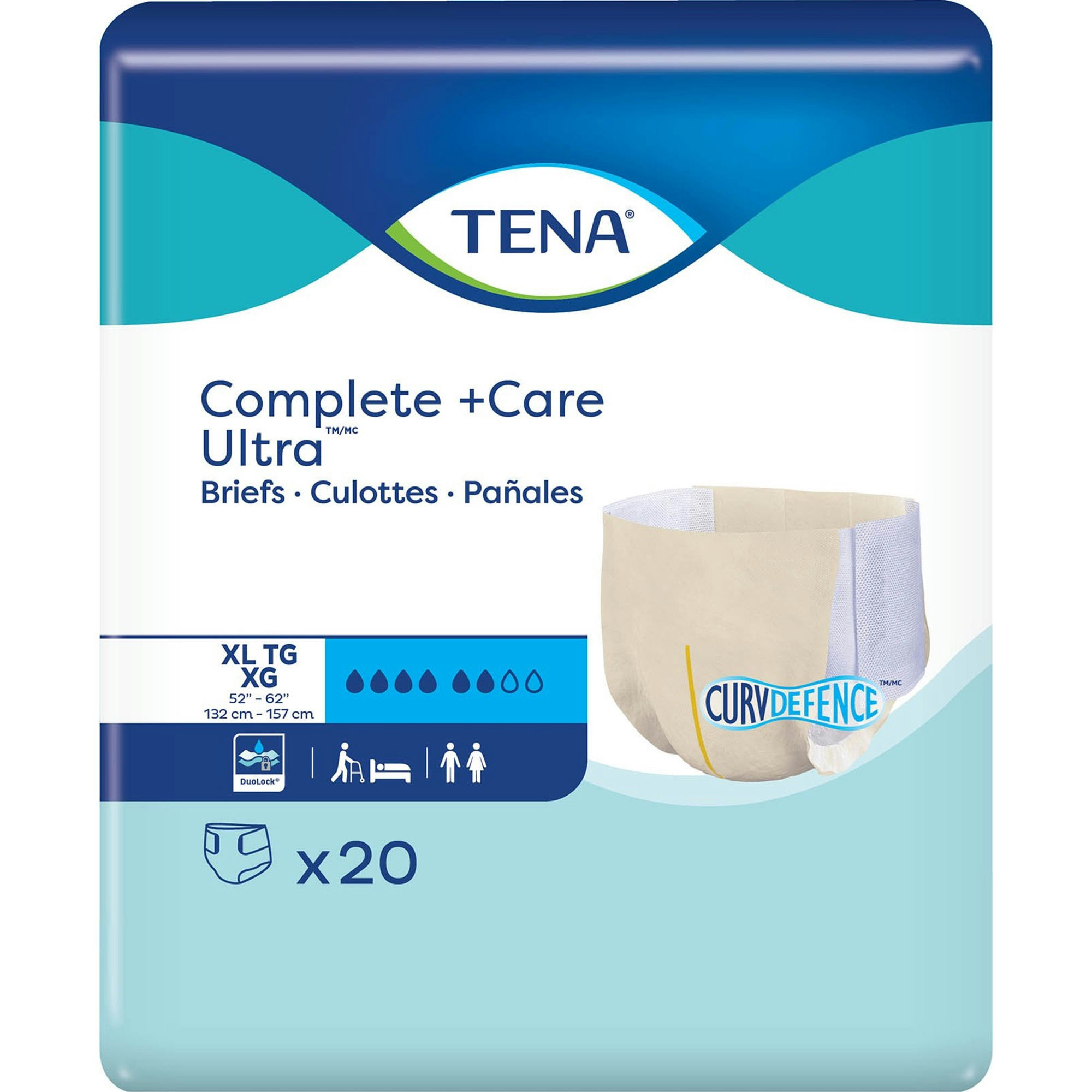 TENA Complete +Care Ultra Adult Disposable Briefs with Tabs, Moderate Absorbency