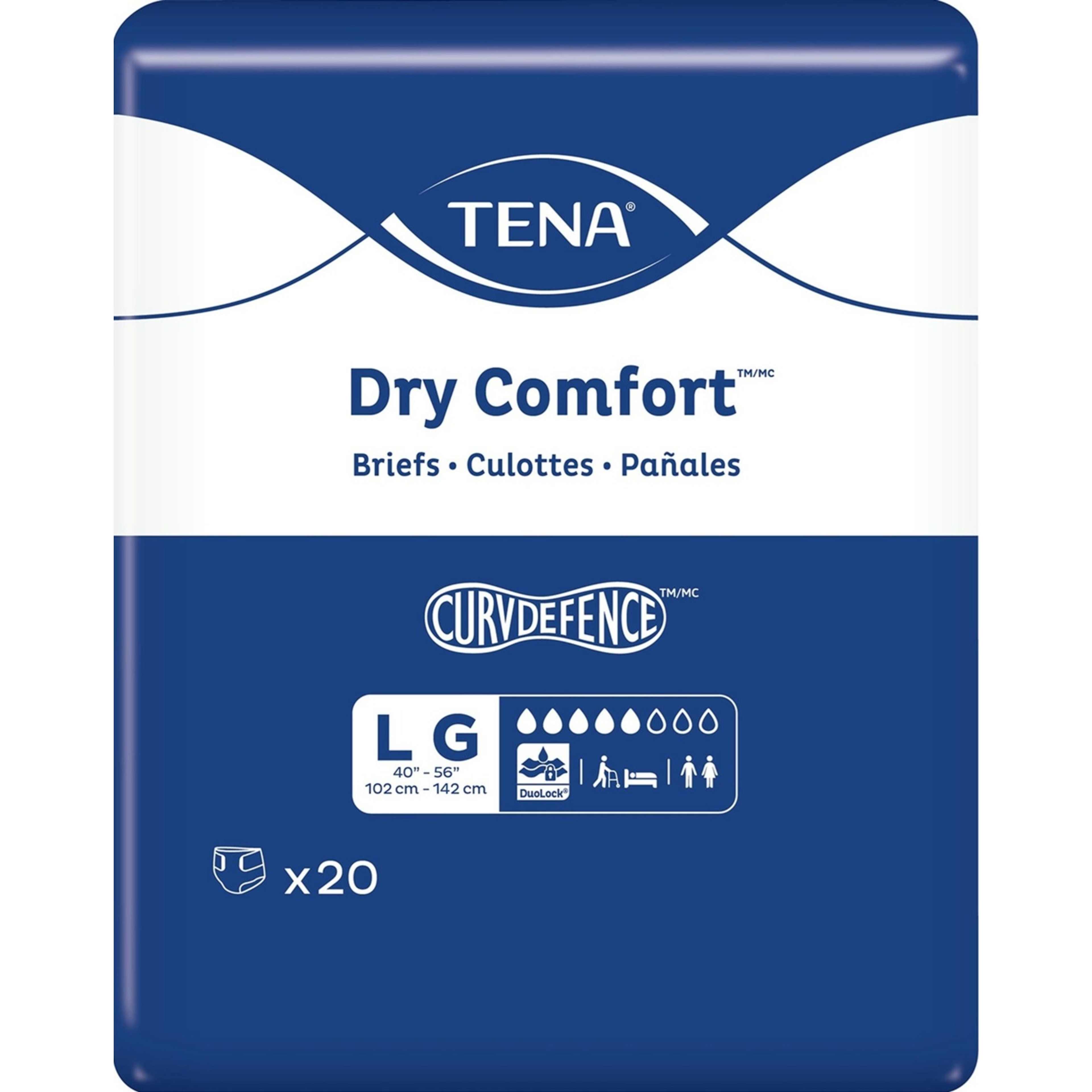 TENA Dry Comfort Incontinence Adult Briefs with Tabs, Moderate Absorbency