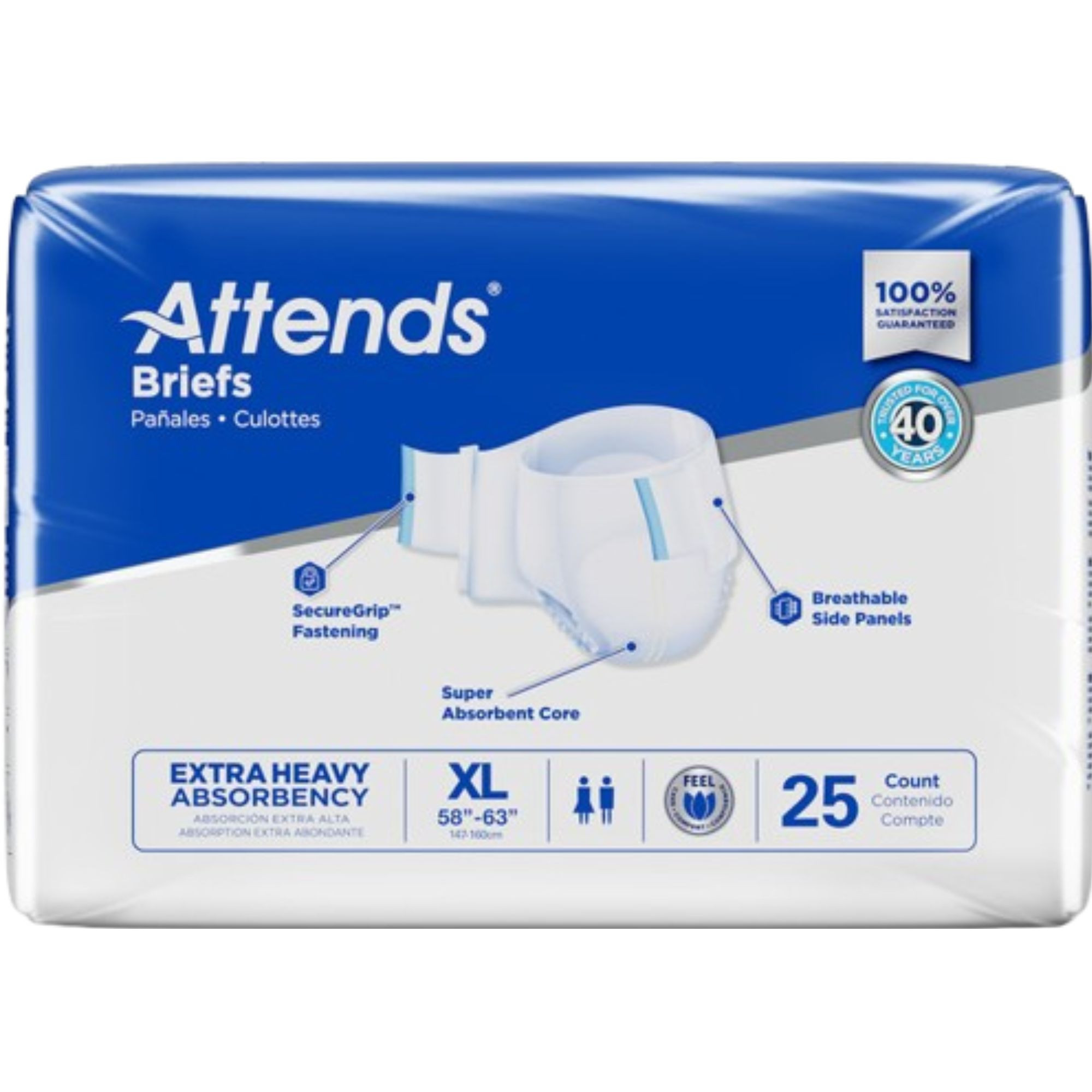 Attends Adult Incontinence Briefs, Extra Heavy Absorbency