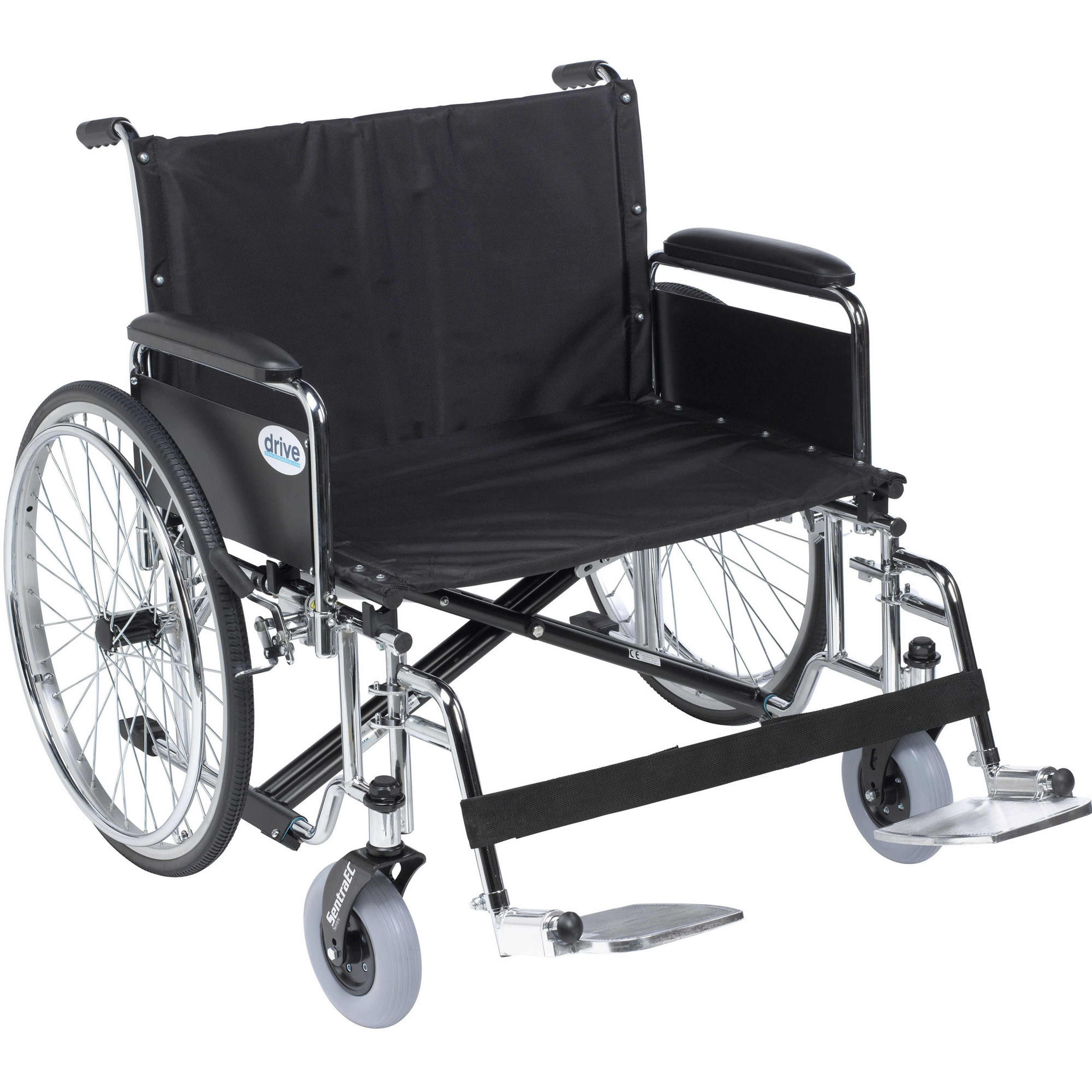 Drive Bariatric Sentra EC Heavy-Duty Wheelchair, Full Length Arm, Swing-Away Footrest