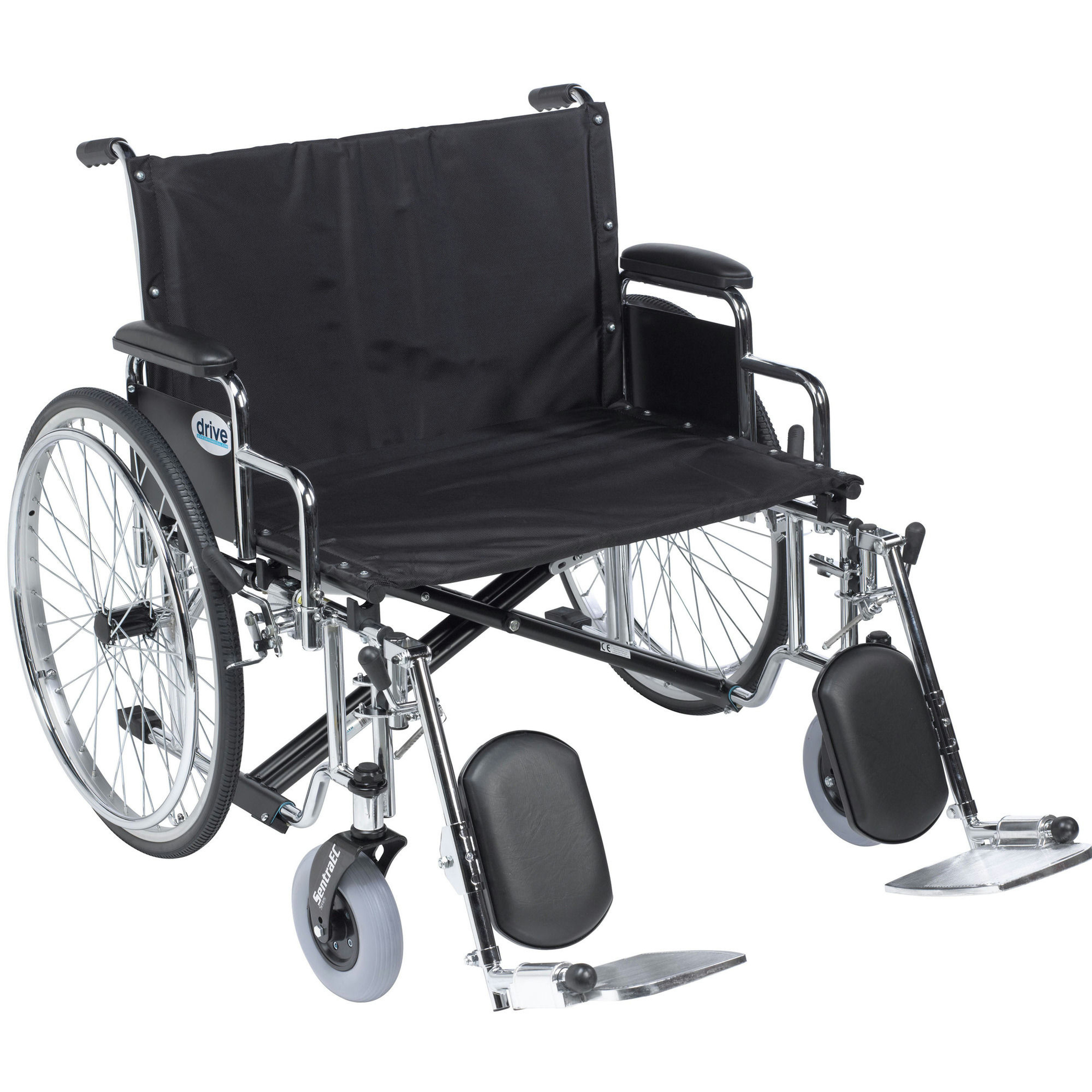 Drive Bariatric Sentra EC Heavy-Duty Wheelchair, Detachable Desk Arm, Elevating Footrest