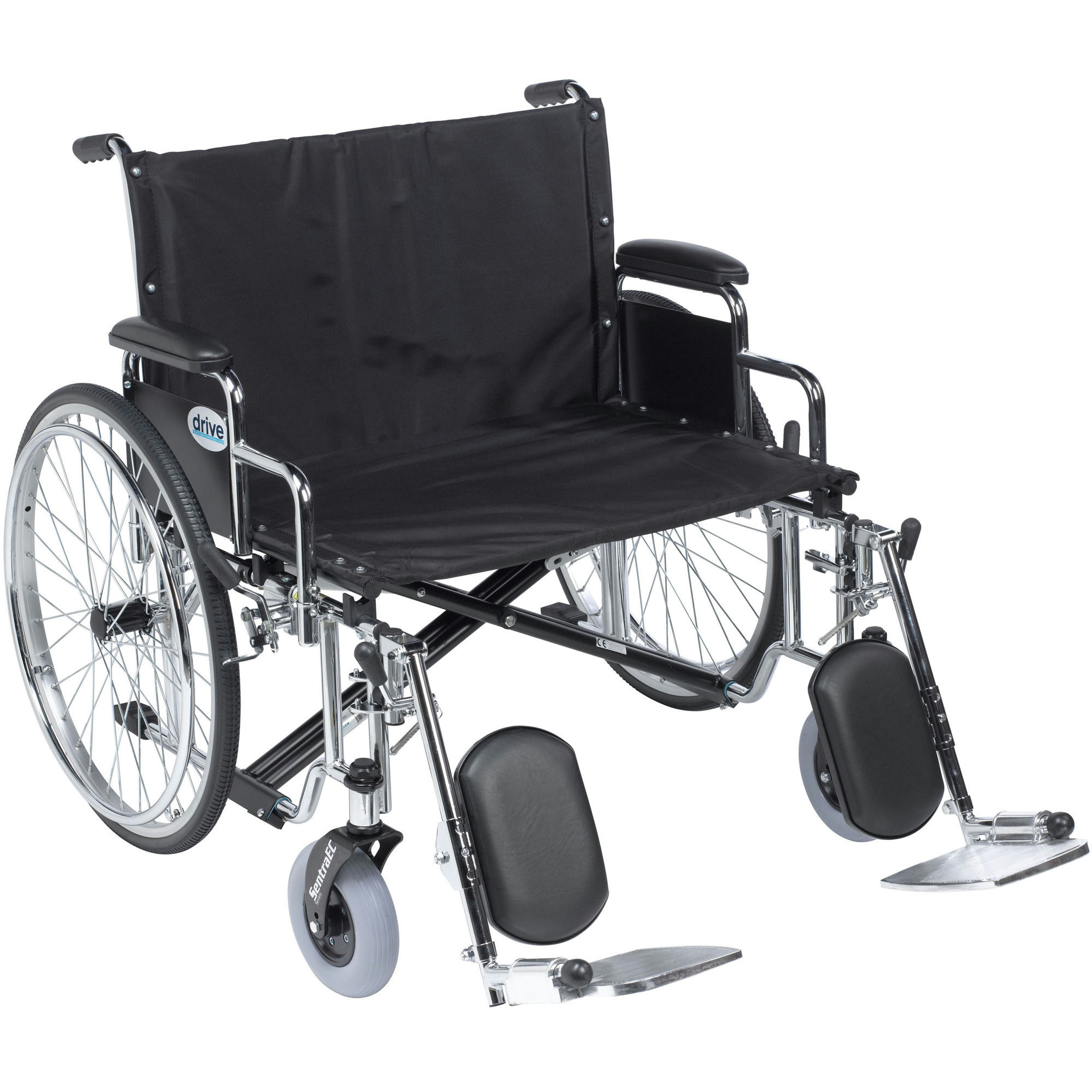 Drive Bariatric Sentra EC Heavy-Duty Wheelchair, Detachable Desk Arm, Elevating Footrest