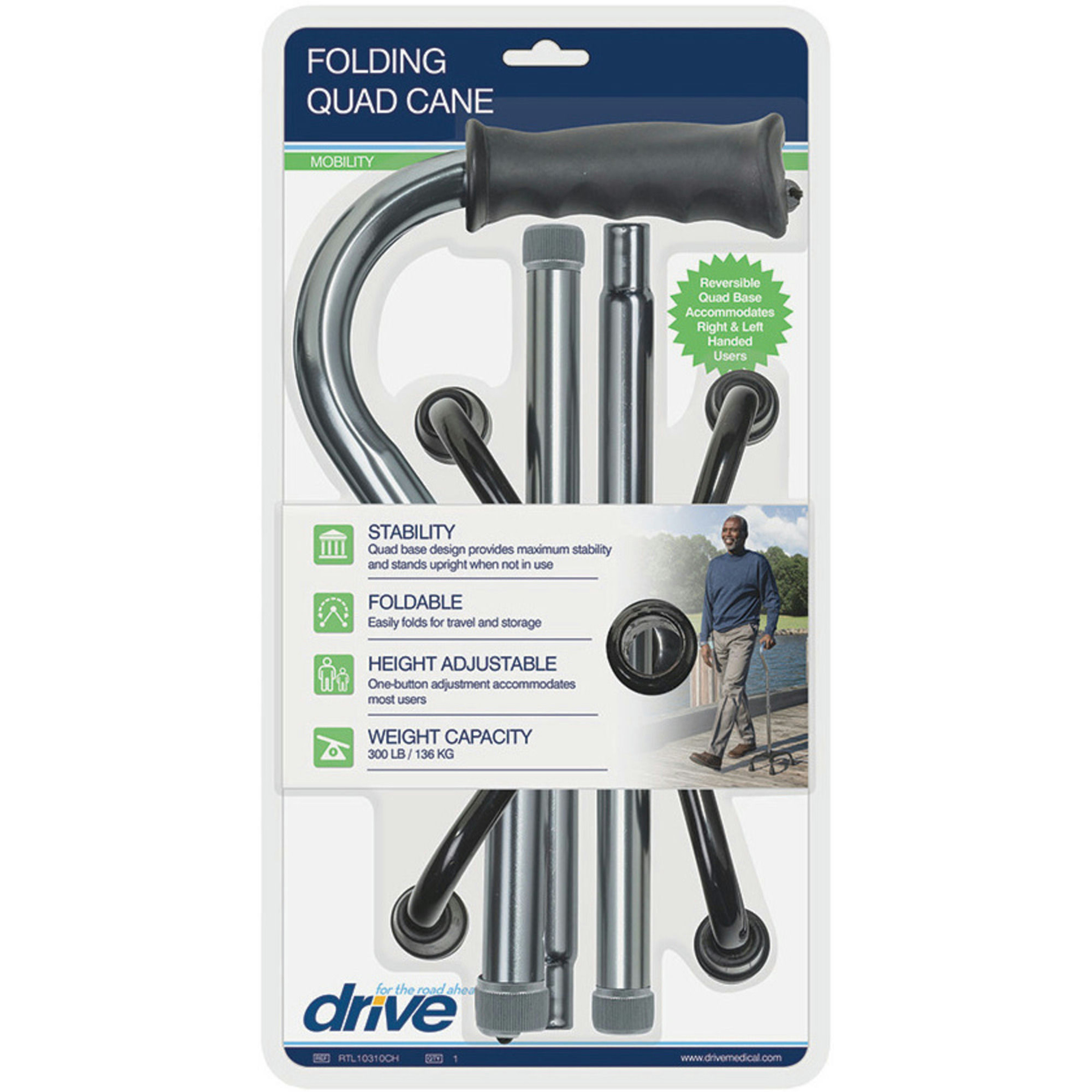 Drive Small Base Folding Quad Cane