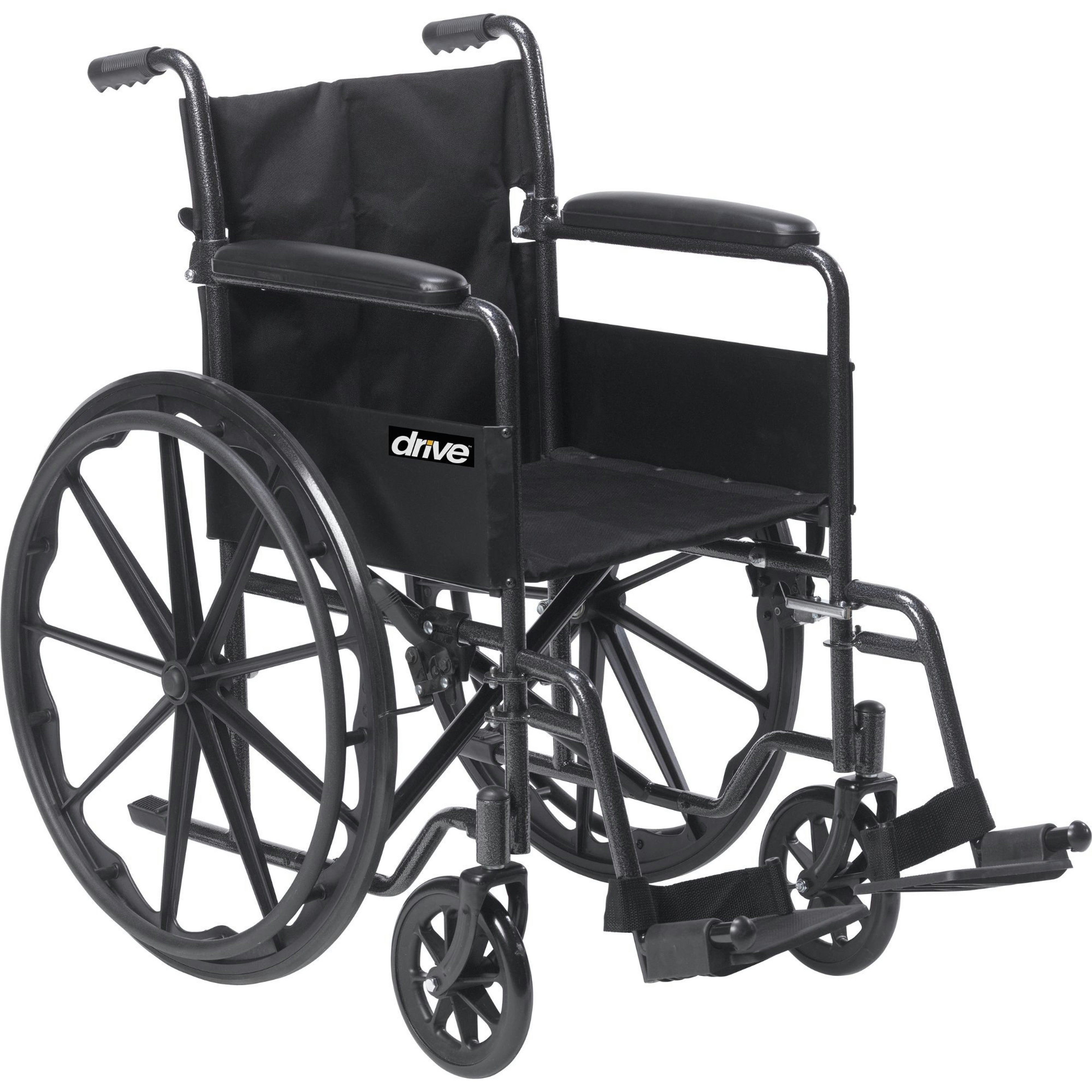 Drive Silver Sport 1 Wheelchair with Full Arms and Swing Away Removable Footrest