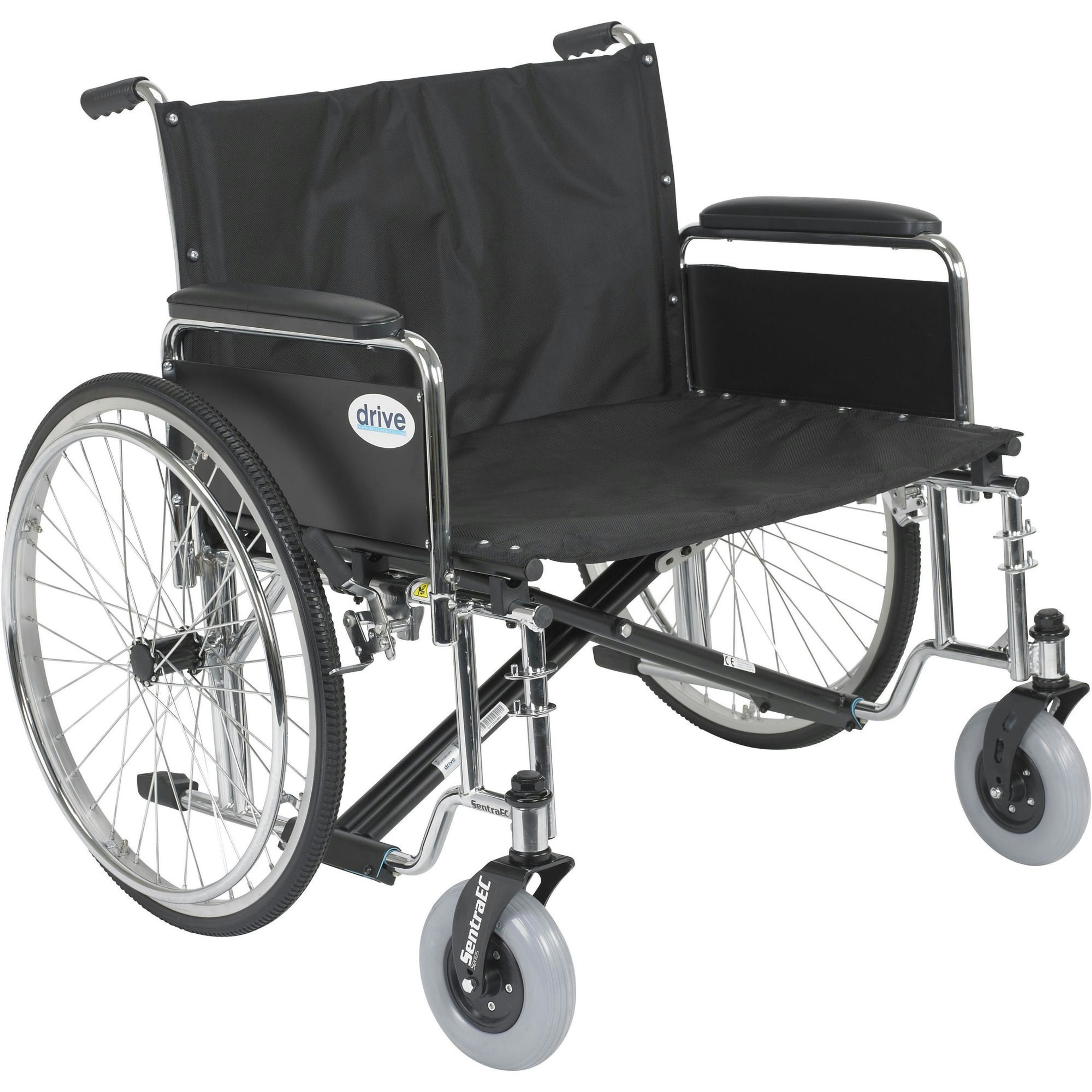 Drive Bariatric Sentra EC Heavy-Duty Wheelchair, Detachable Full Arm, Without Footrest