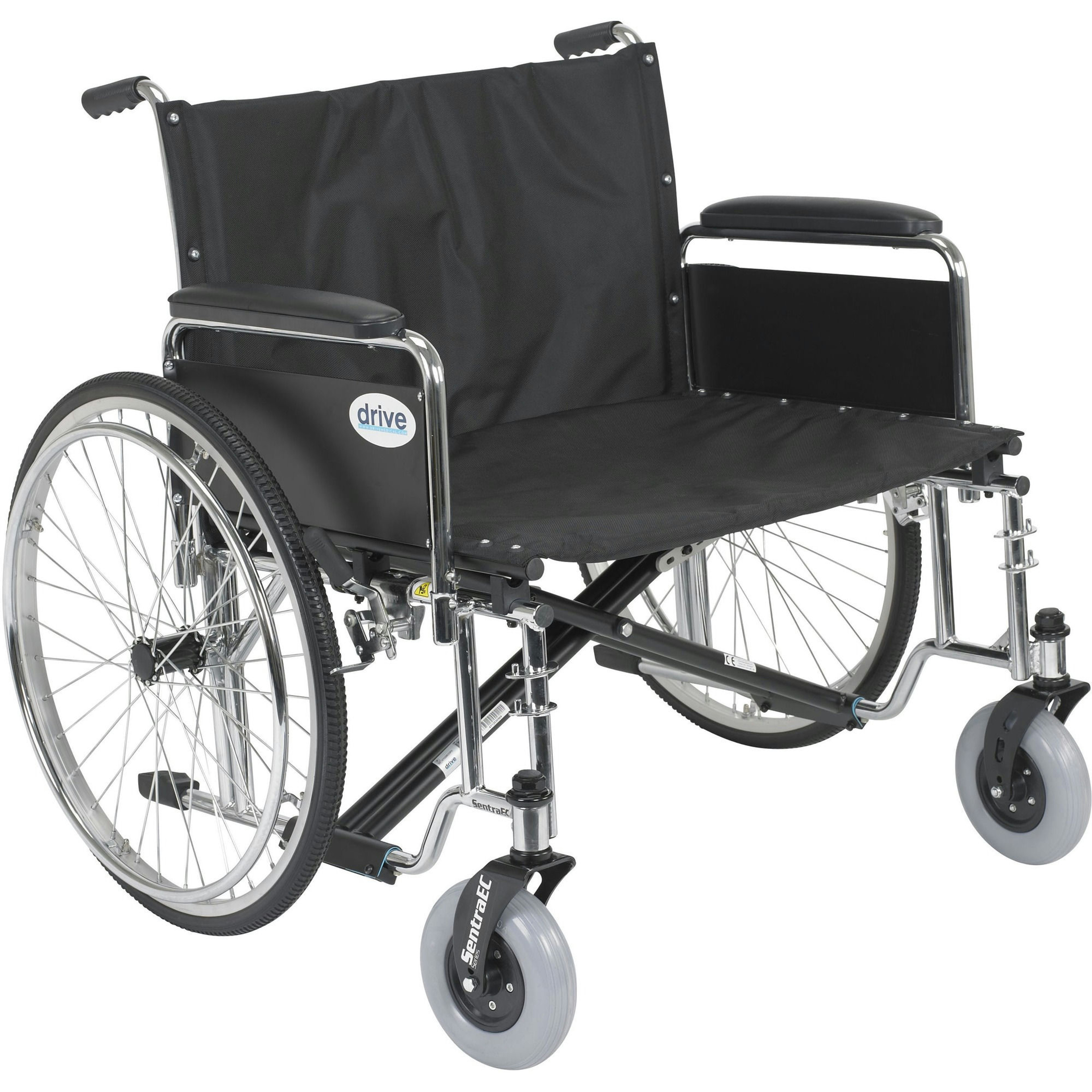 Drive Bariatric Sentra EC Heavy-Duty Wheelchair, Detachable Full Arm, Without Footrest