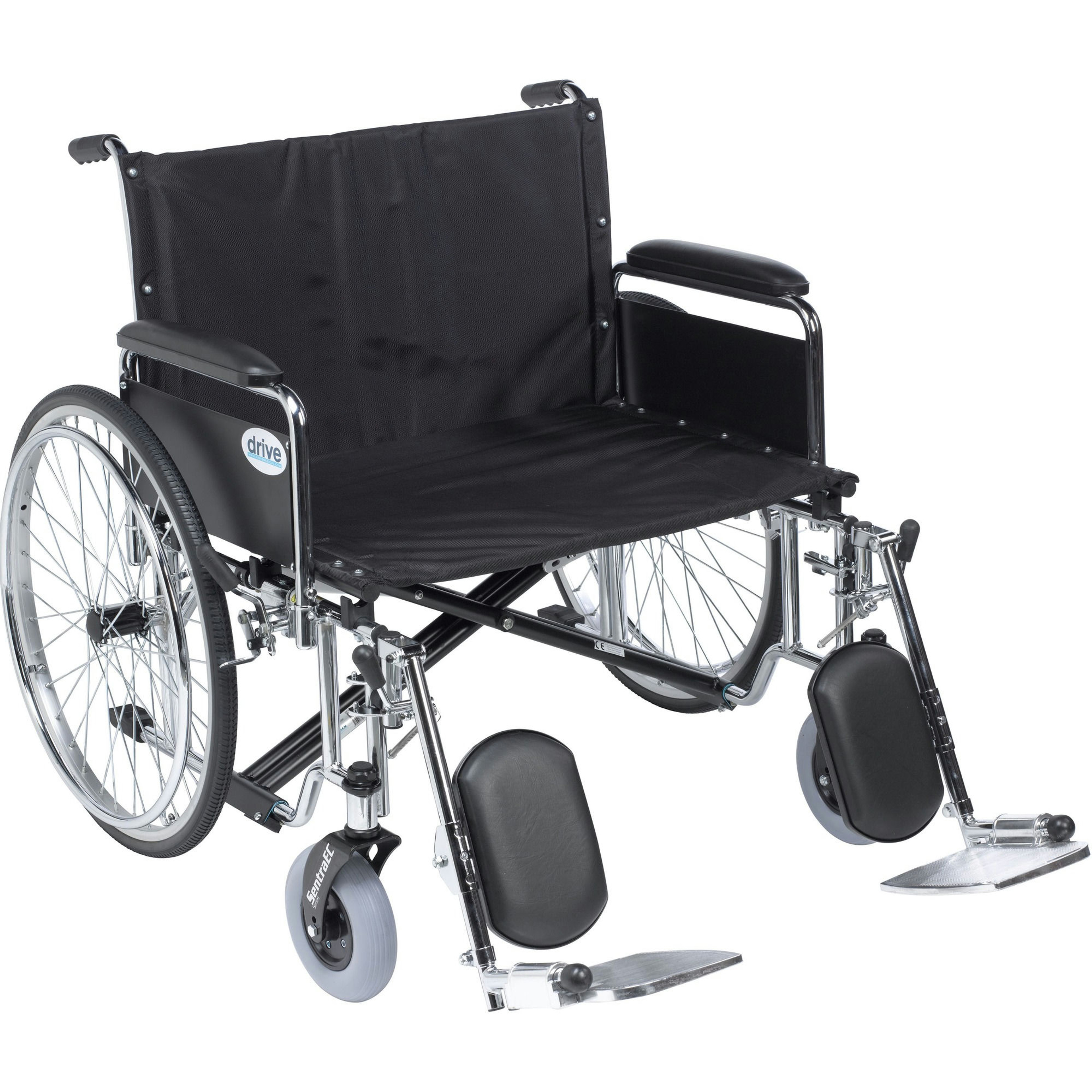 Drive Bariatric Sentra EC Heavy-Duty Wheelchair, Detachable Full Arm, Elevating Footrest