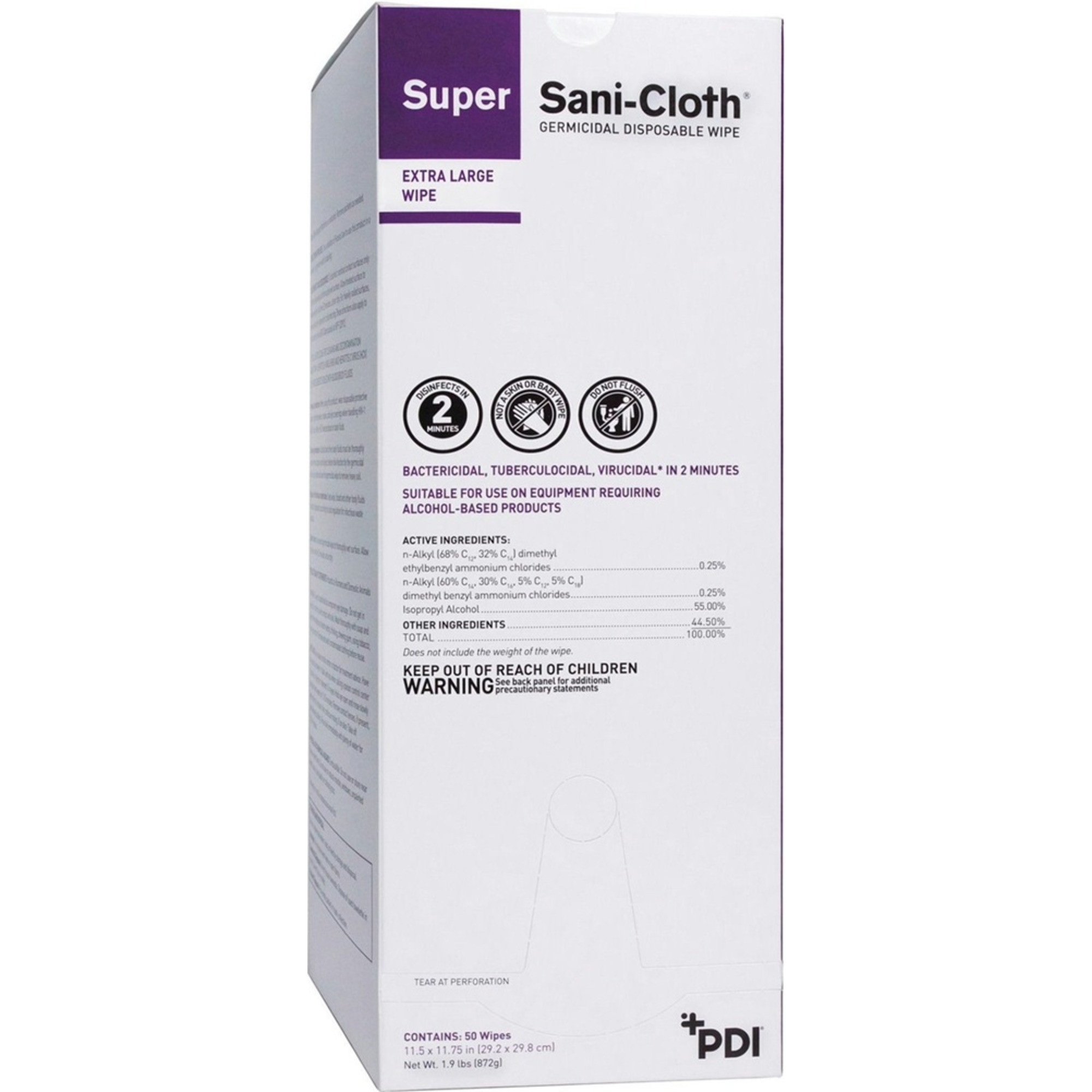 Super Sani-Cloth Germicidal Disposable Wipe, Alcohol Scent, NonSterile