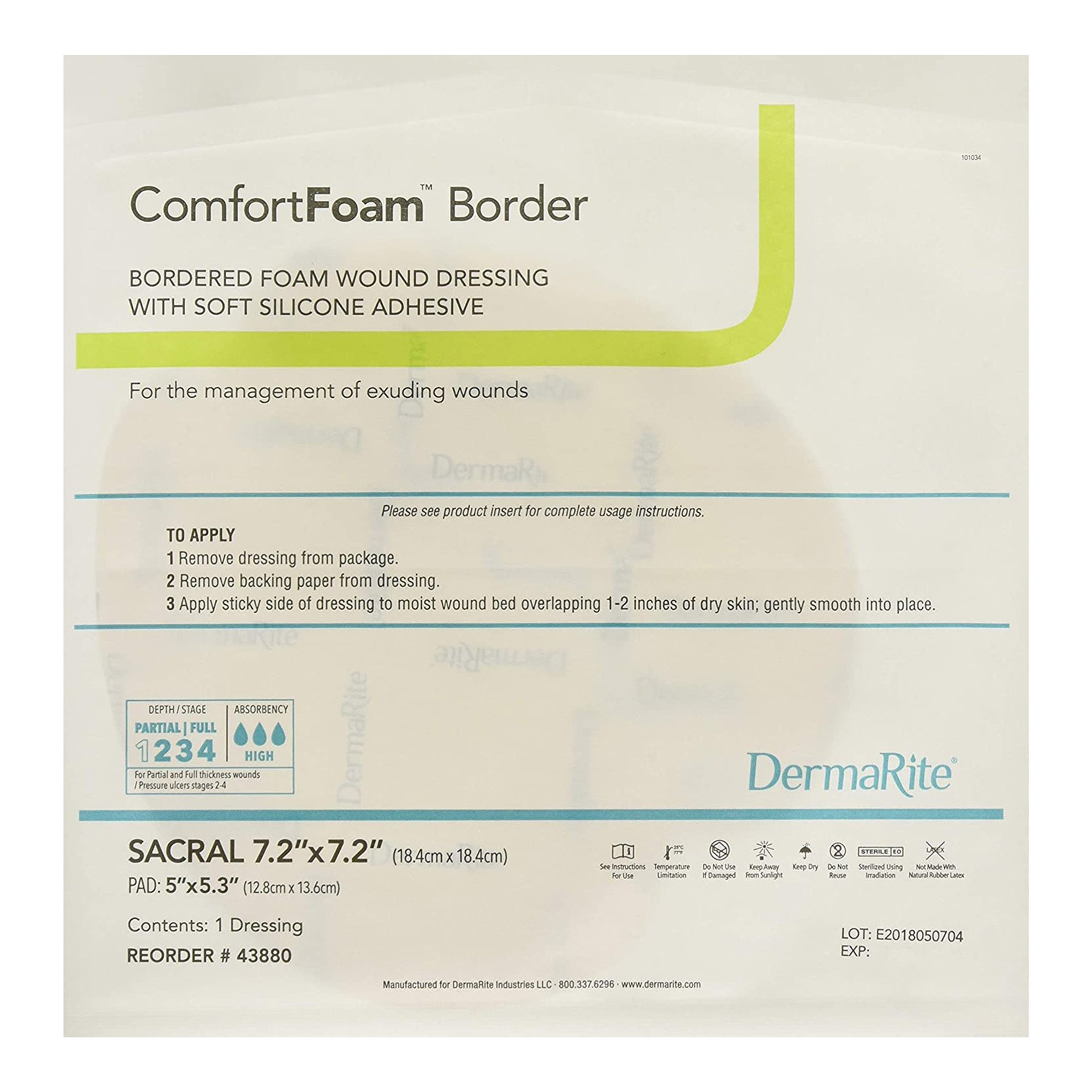 DermaRite ComfortFoam Border Self-Adherent Soft Silicone Foam Dressing