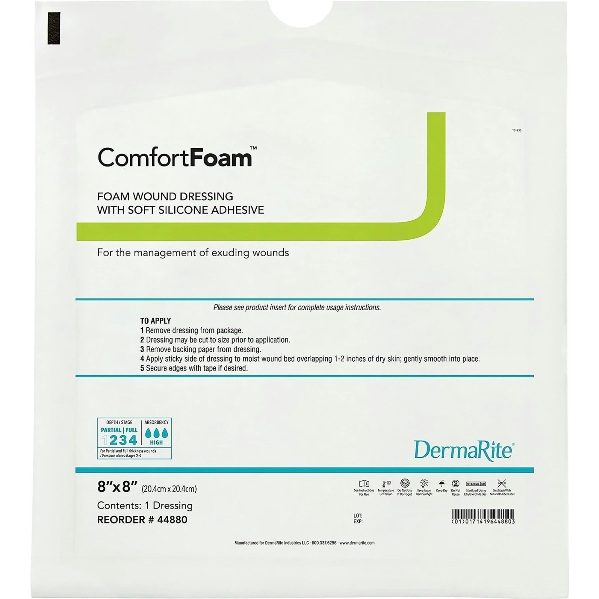 DermaRite ComfortFoam Self-Adherent Soft Silicone Foam Dressing