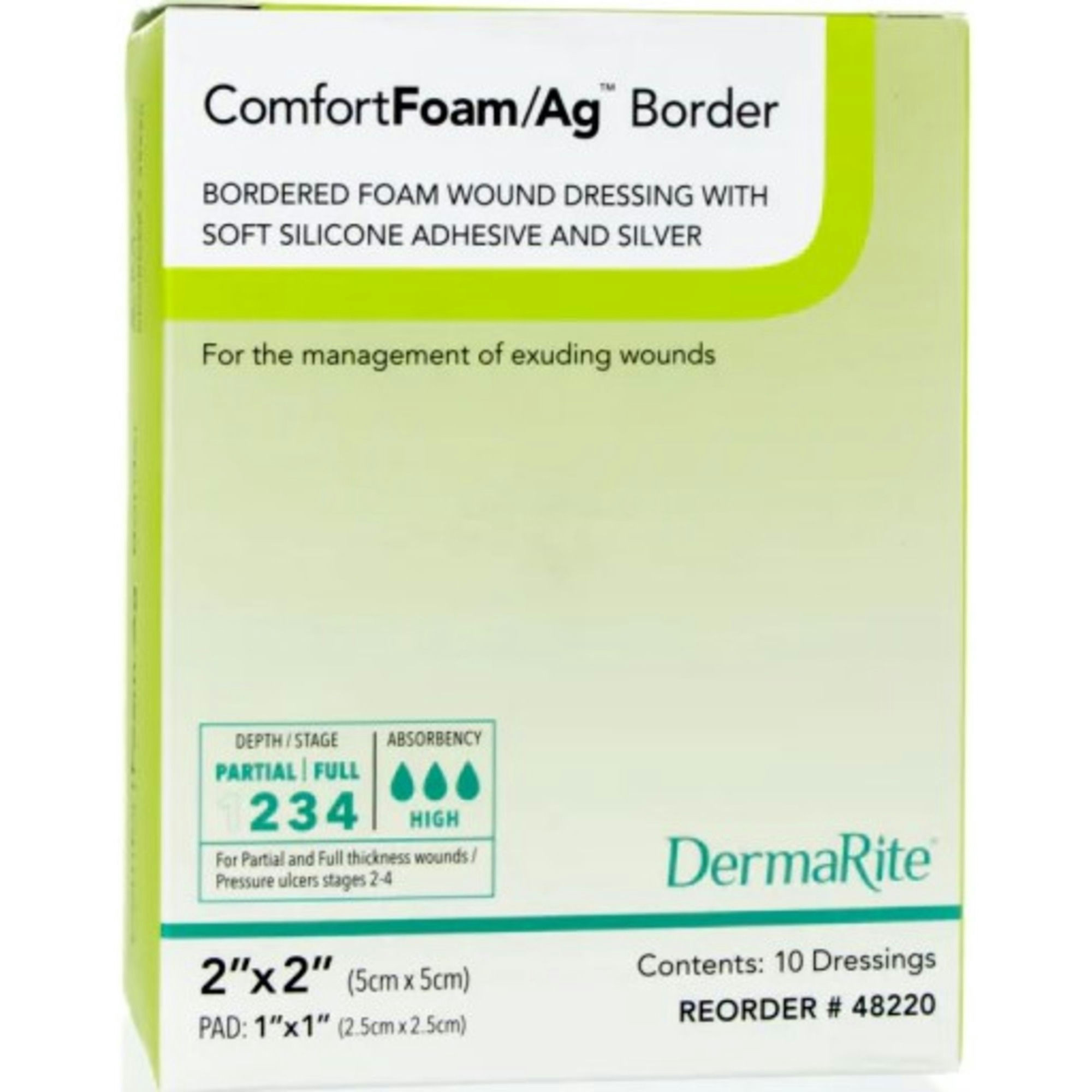 DermaRite ComfortFoam/Ag Border Foam Wound Dressing