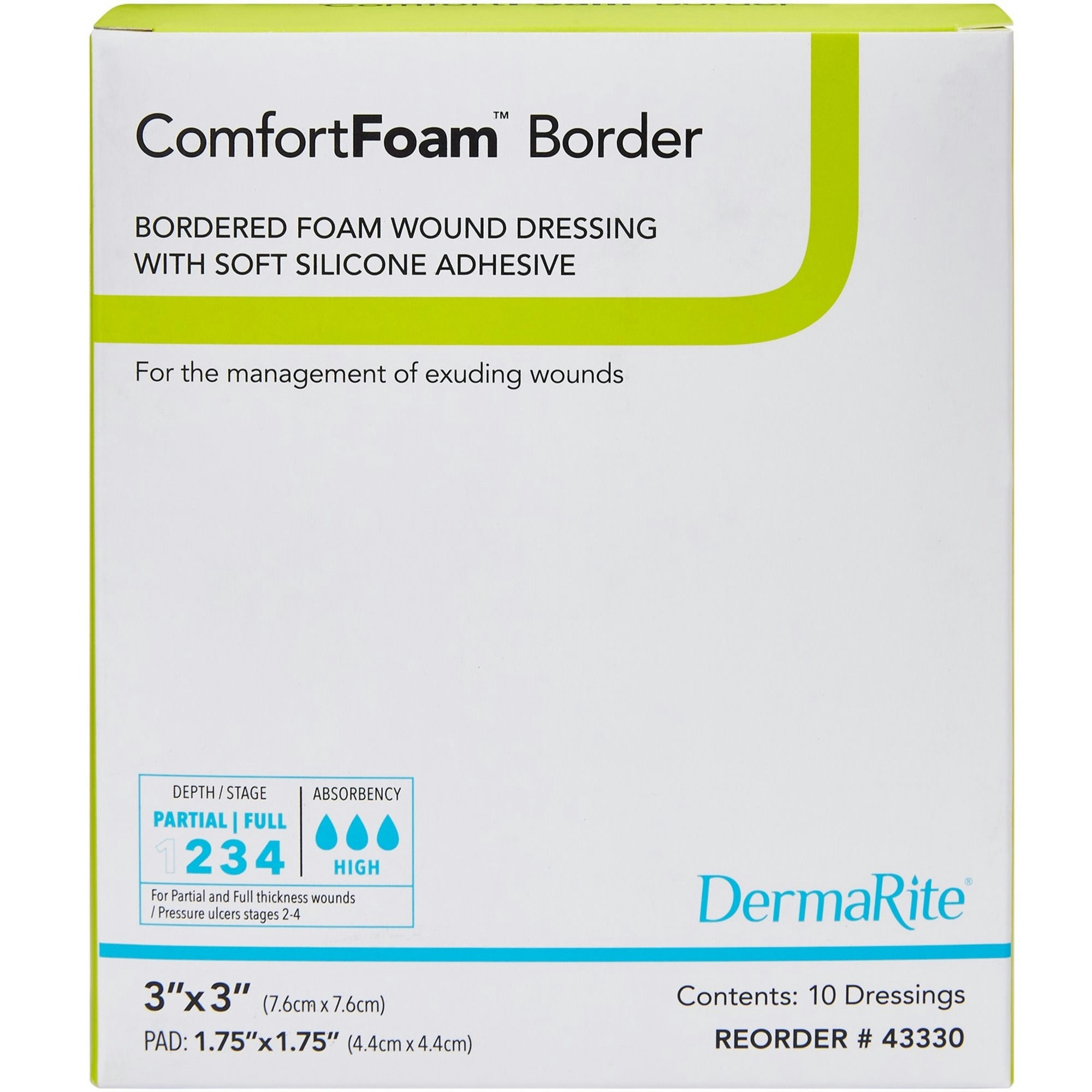 DermaRite ComfortFoam Border Self-Adherent Soft Silicone Foam Dressing