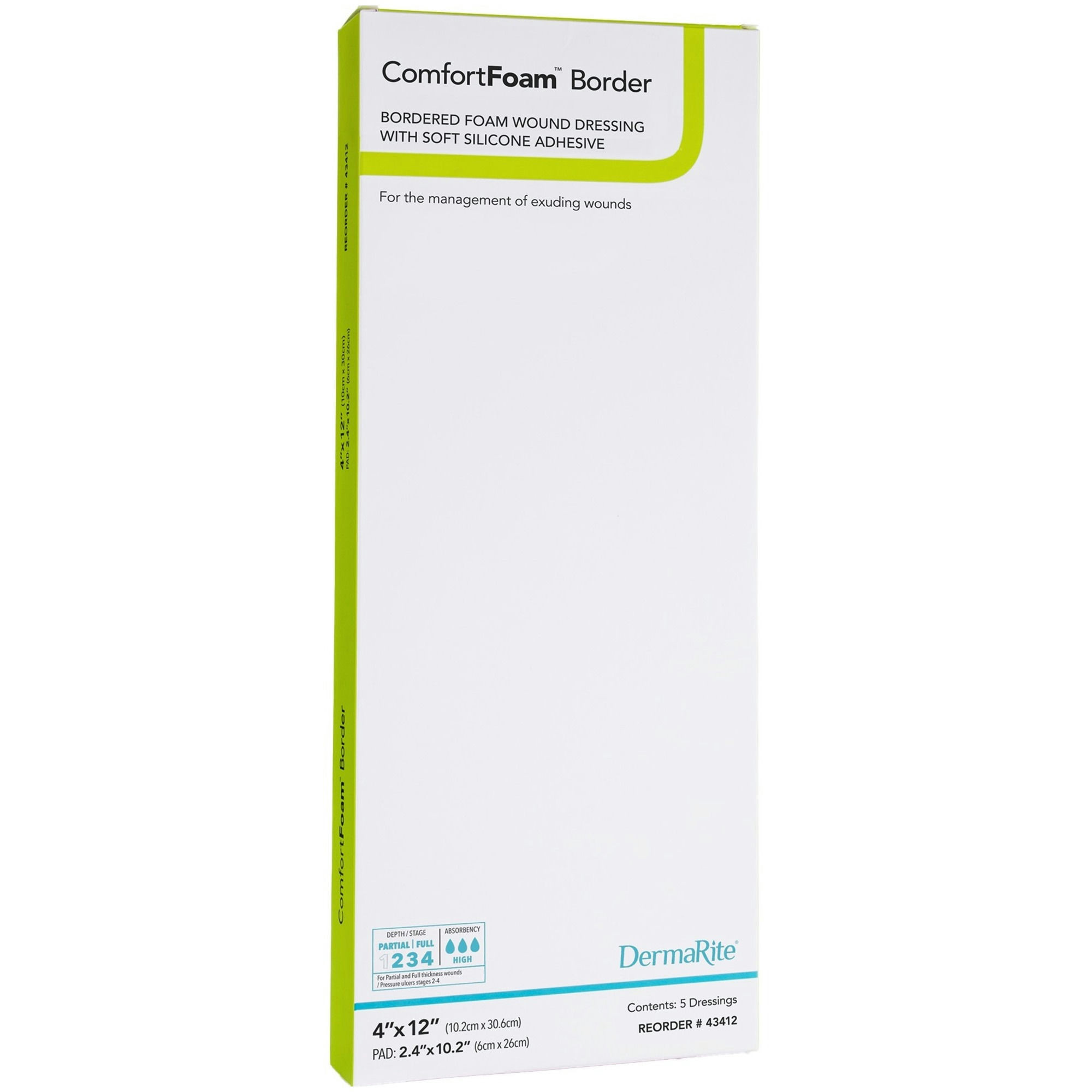 DermaRite ComfortFoam Border Self-Adherent Soft Silicone Foam Dressing