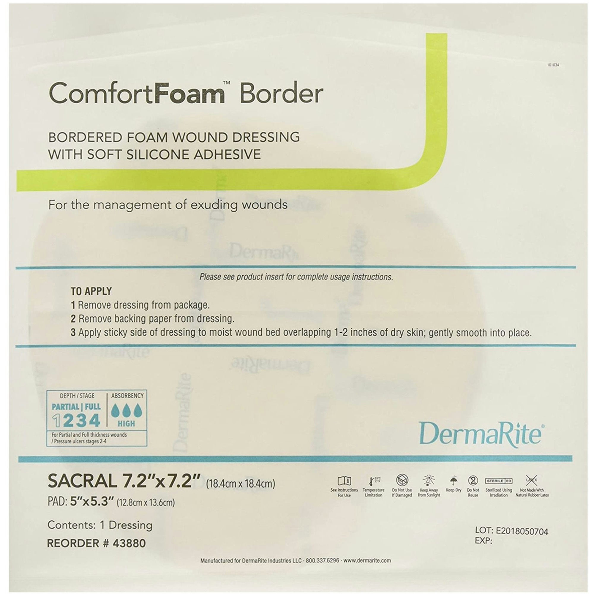 DermaRite ComfortFoam Border Self-Adherent Soft Silicone Foam Dressing